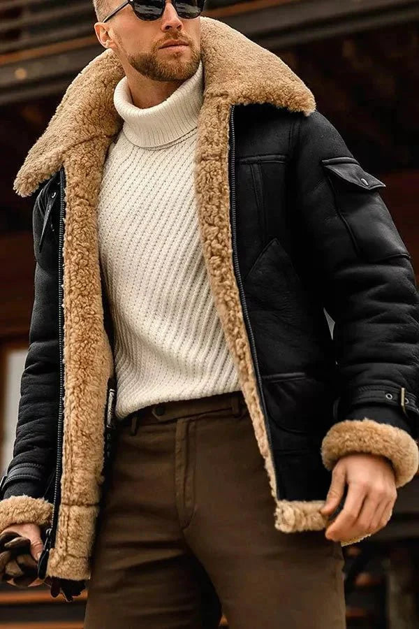 Ferdinand - Fashionable Leather Jacket with Stand-Up Collar