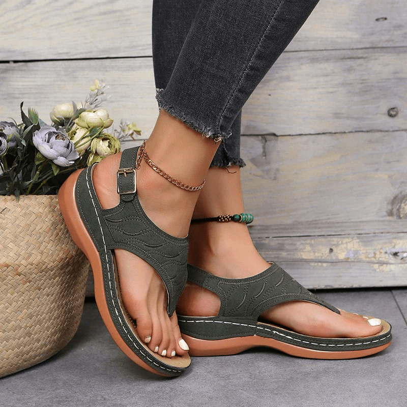 Florence - Women's Orthopedic Wedge Sandals - Sandals - Green - Parker&Brooks