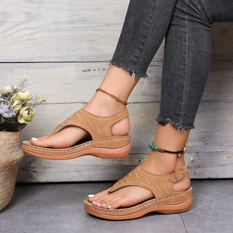 Florence - Women's Orthopedic Wedge Sandals - Sandals - Brown - Parker&Brooks