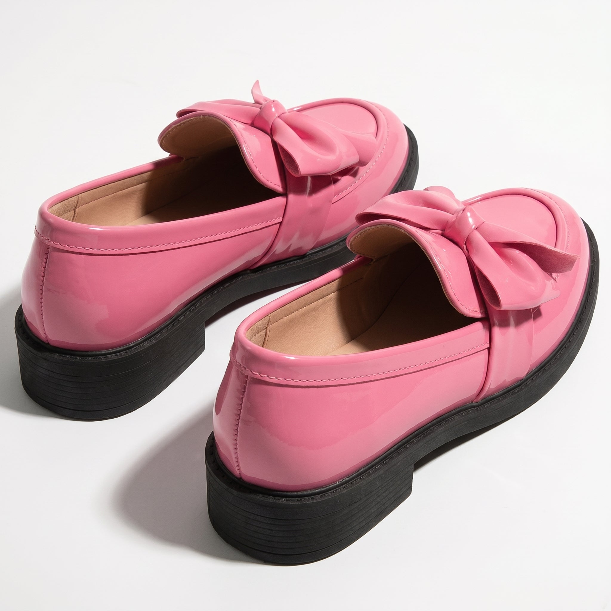 Florence - Women's Platform Loafers with Bow Detail - Loafers - Pink - Parker&Brooks