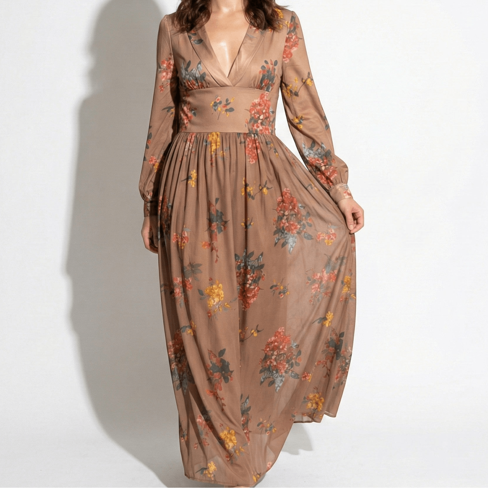 Freya - Women's Bohemian Party Maxi Dress - Dress - Brown - Parker&Brooks
