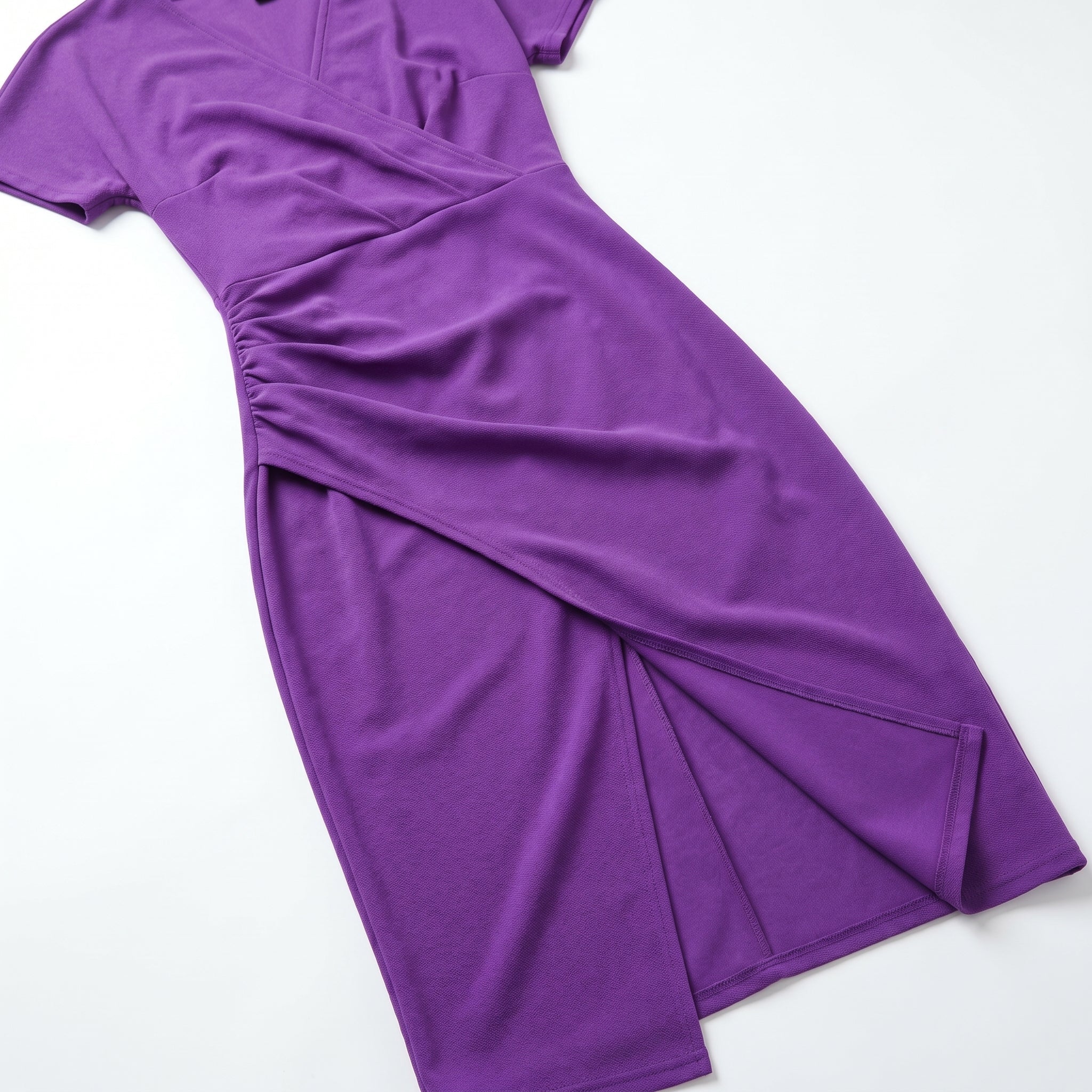 Freya - Women's Ruched Bodycon Casual Midi Dress - Dresses - Purple - Parker&Brooks