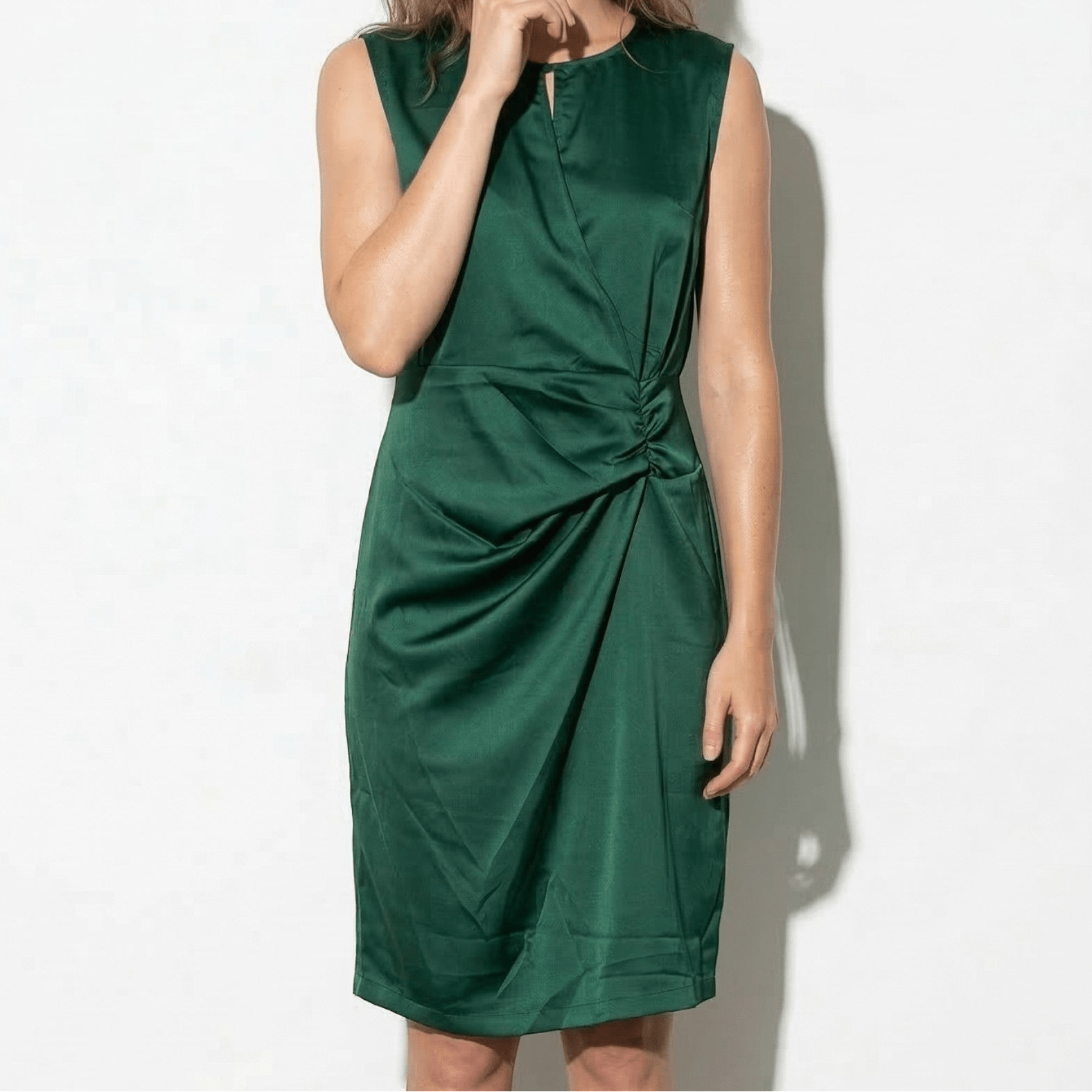 Freya - Women's Sleeveless Ruched Mini Dress - Mini Dresses - Green - Parker&Brooks