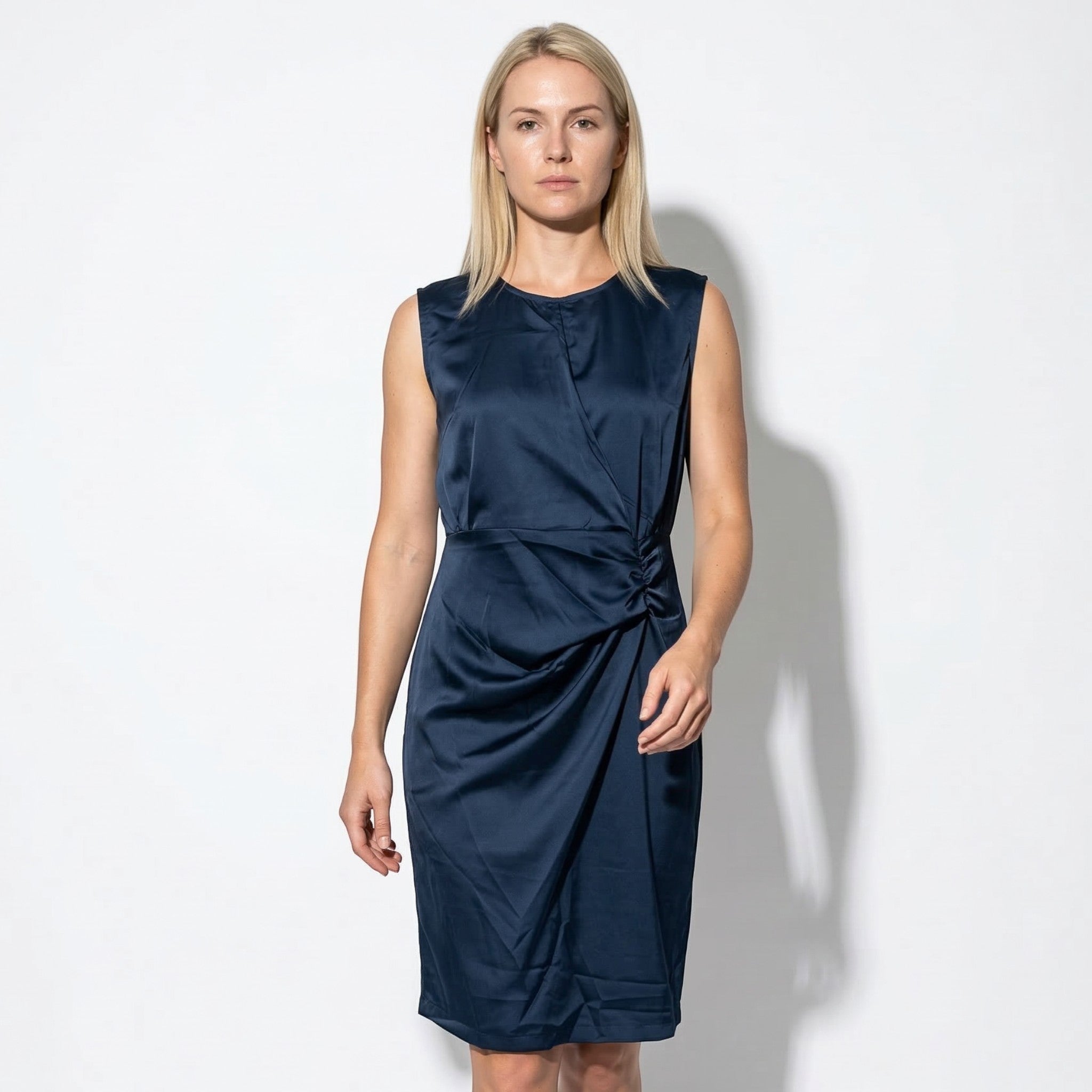 Freya - Women's Sleeveless Ruched Mini Dress - Mini Dresses - Dark Blue - Parker&Brooks