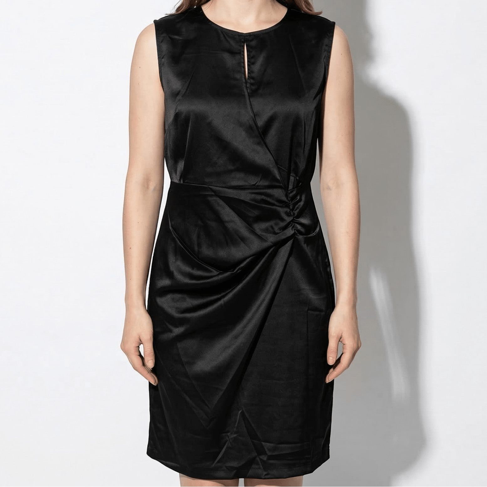 Freya - Women's Sleeveless Ruched Mini Dress - Mini Dresses - Black - Parker&Brooks