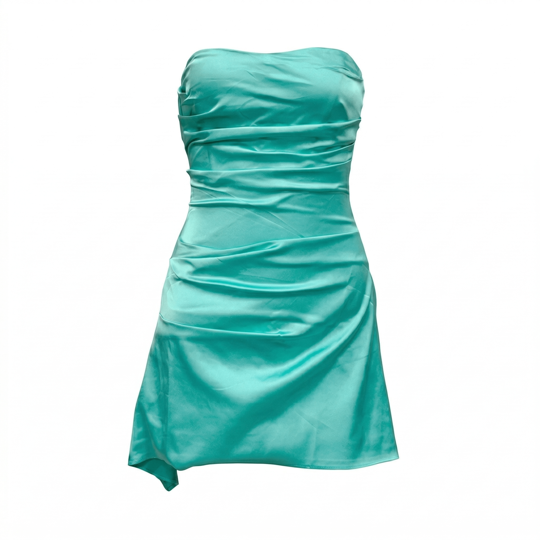 Freya - Women's Elegant Ruched Party Mini Dress - Dress - Turquoise - Parker&Brooks