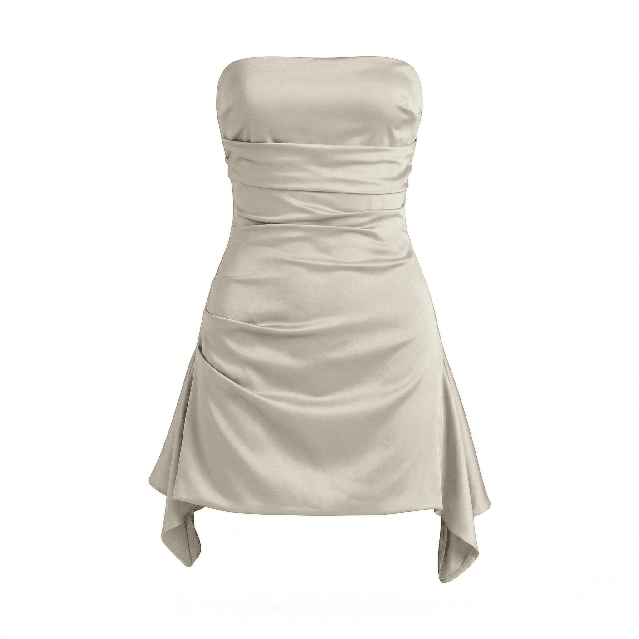 Freya - Women's Elegant Ruched Party Mini Dress - Dress - Cream - Parker&Brooks