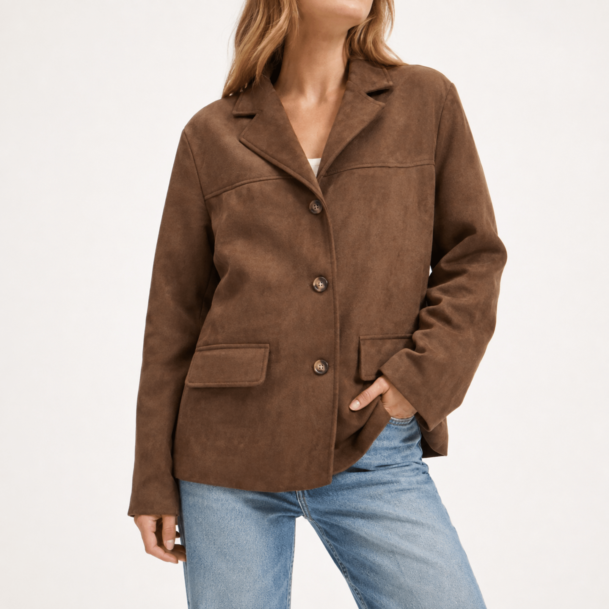 Frieda - Women's Single-Breasted Notch Lapel Blazer - Blazers - Brown - Parker&Brooks