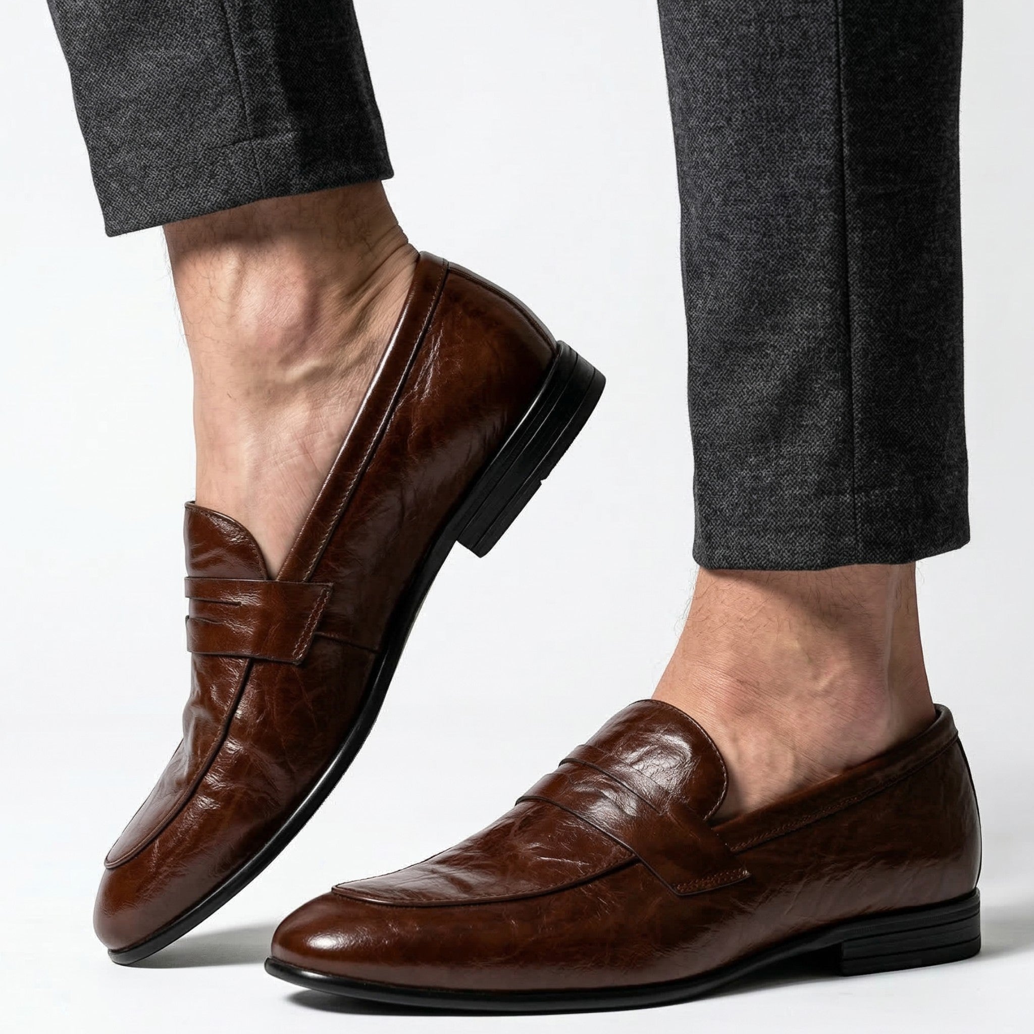 George - Men's Slip - On Loafers - Loafers - Brown - Parker&Brooks