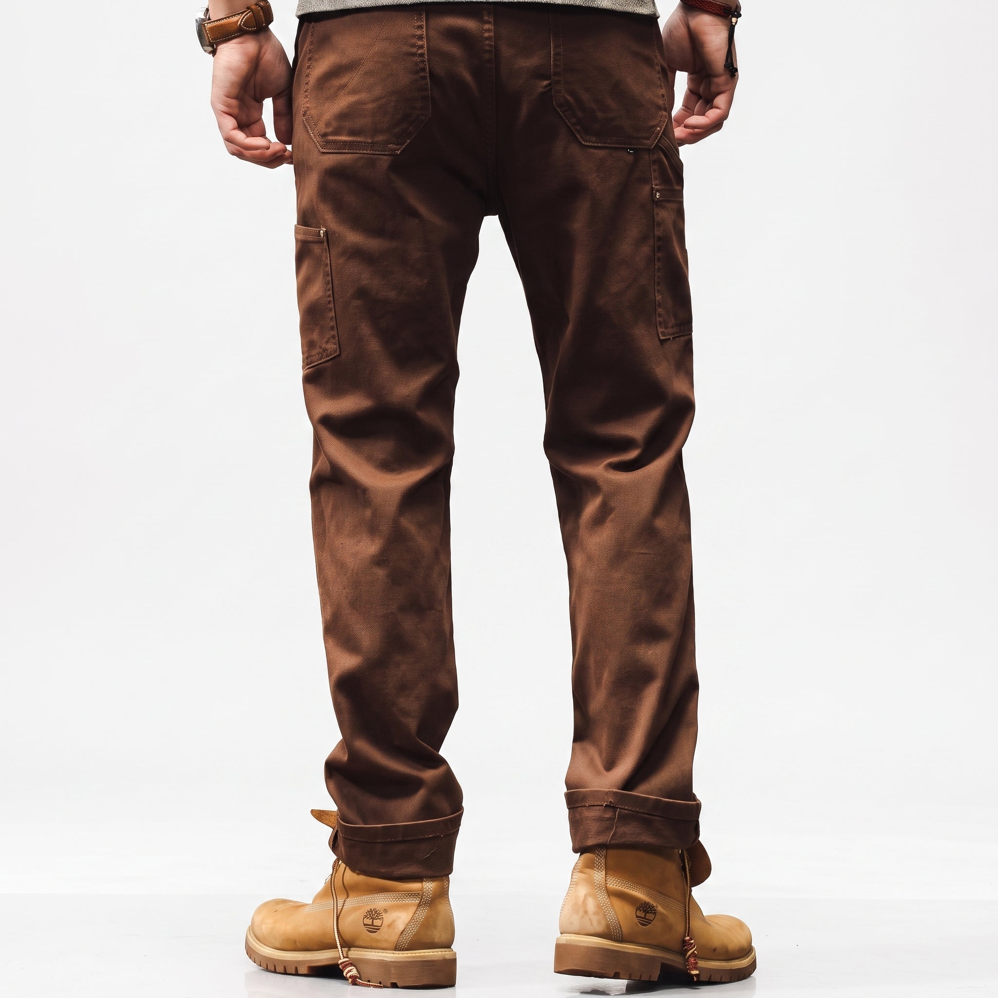 George - Men's Straight Leg Cargo Utility Pants with Rivet Details - Cargo Pants - Brown - Parker&Brooks