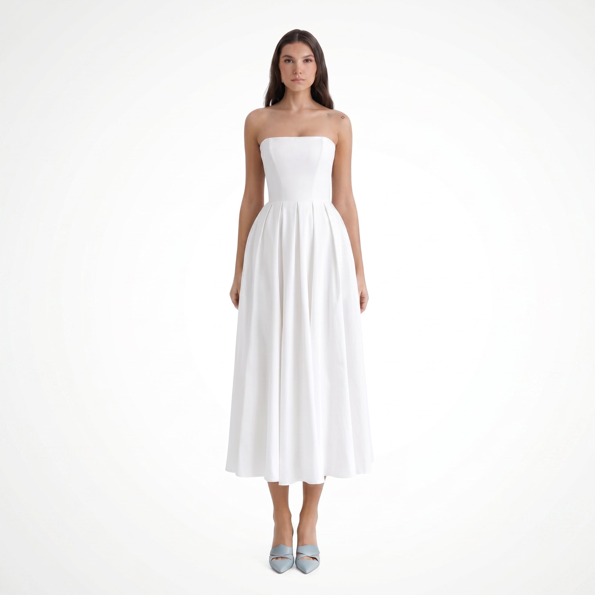 Grace - Women's Summer Strapless Corset Maxi Dress - Maxi Dress - White - Parker&Brooks