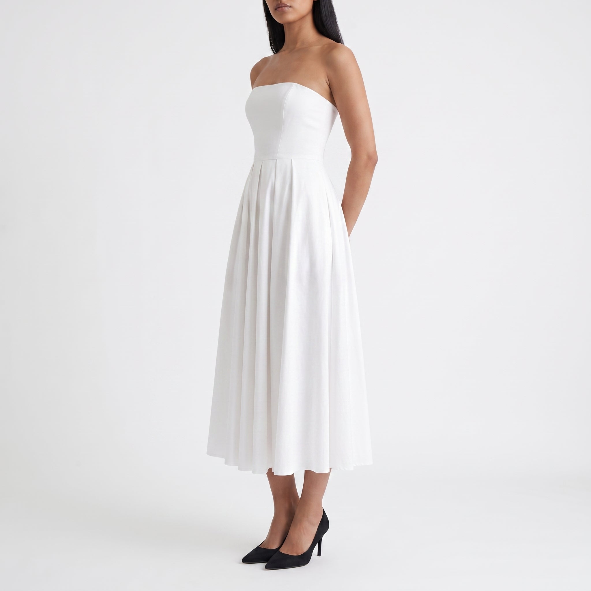 Grace - Women's Summer Strapless Corset Maxi Dress - Maxi Dress - White - Parker&Brooks