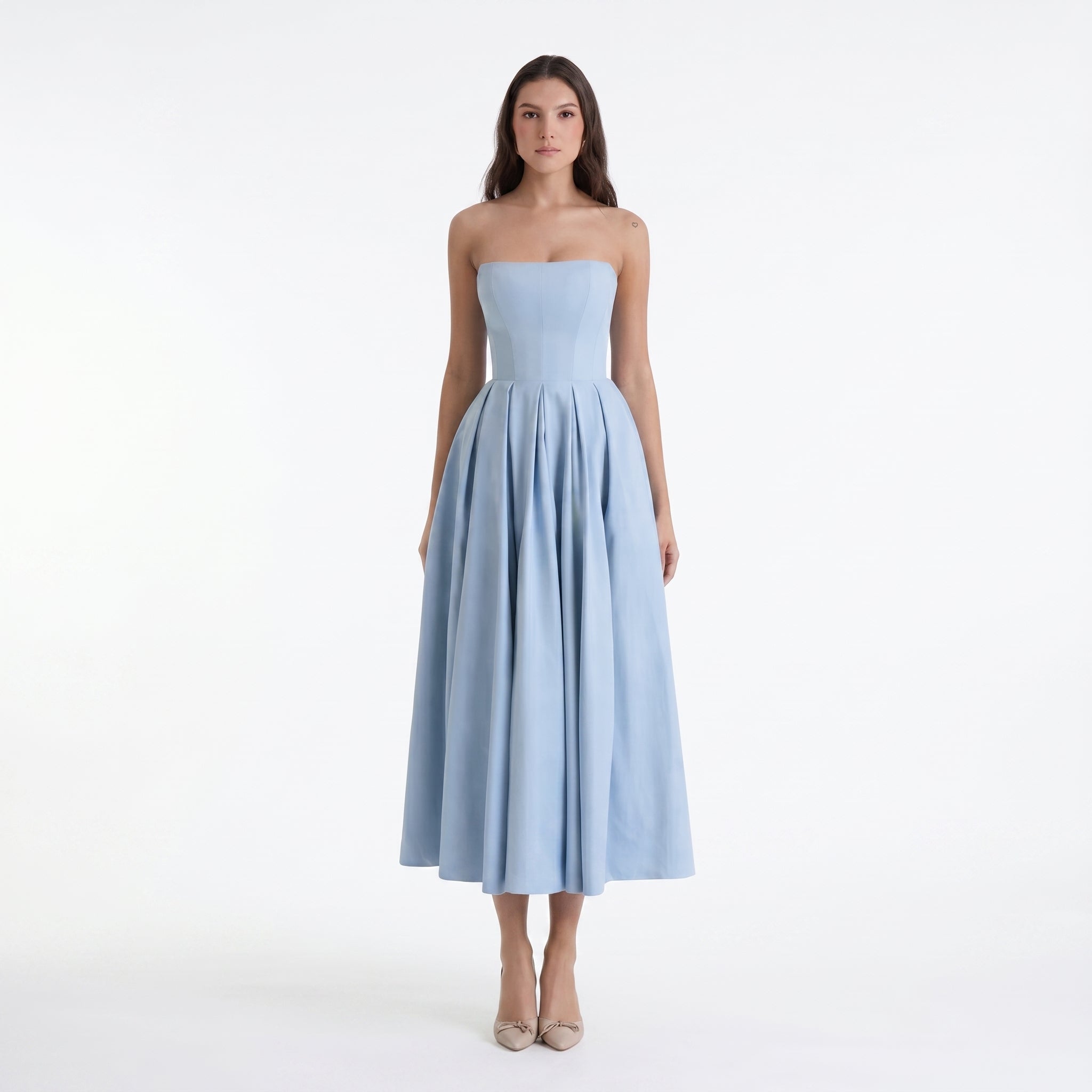 Grace - Women's Summer Strapless Corset Maxi Dress - Maxi Dress - Blue - Parker&Brooks