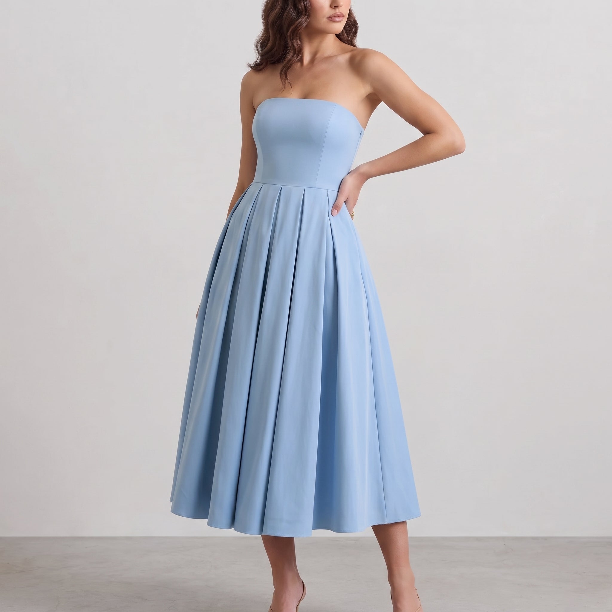 Grace - Women's Summer Strapless Corset Maxi Dress - Maxi Dress - Blue - Parker&Brooks