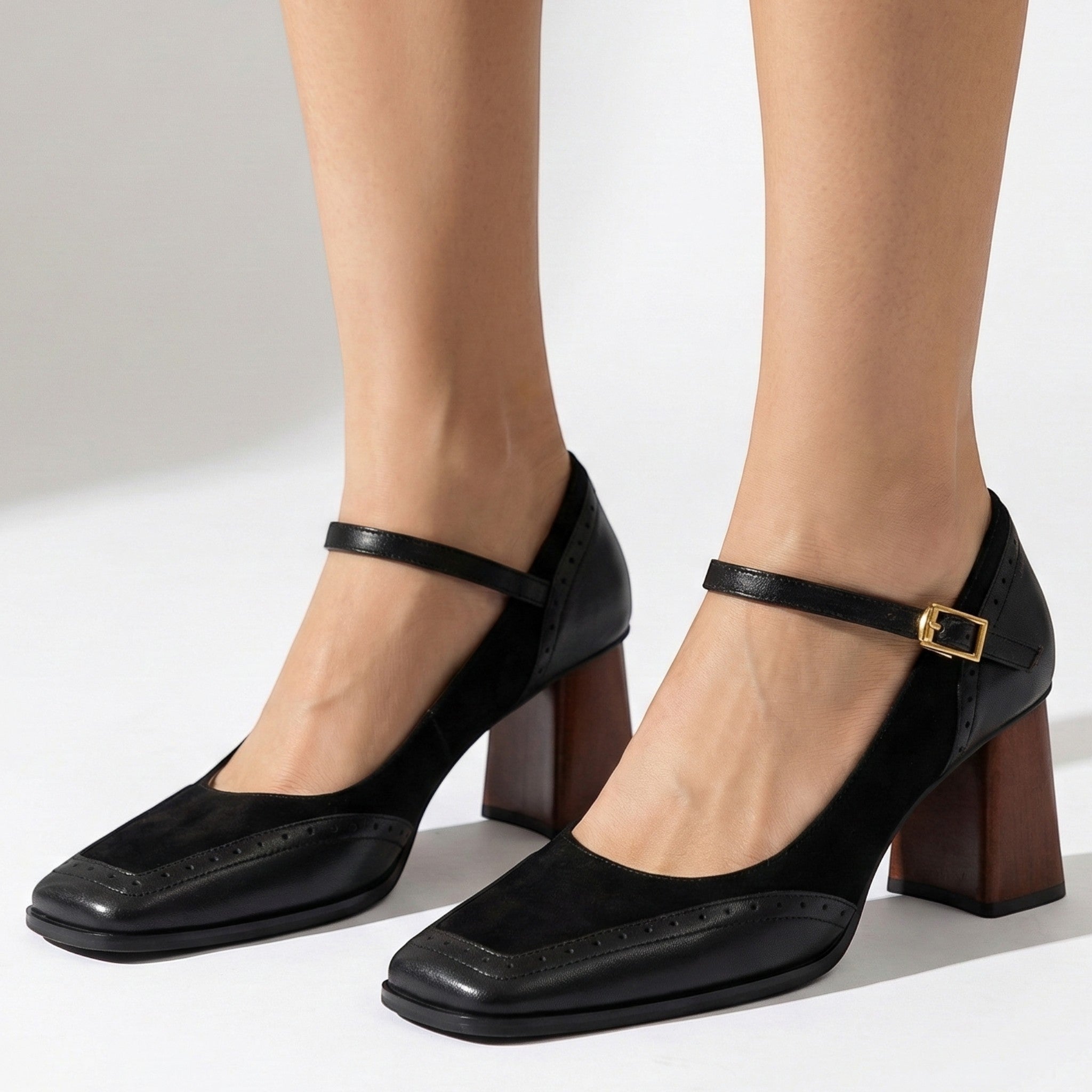 Harriet - Women's Mary Jane Block Heels - Sandal - Black - Parker&Brooks