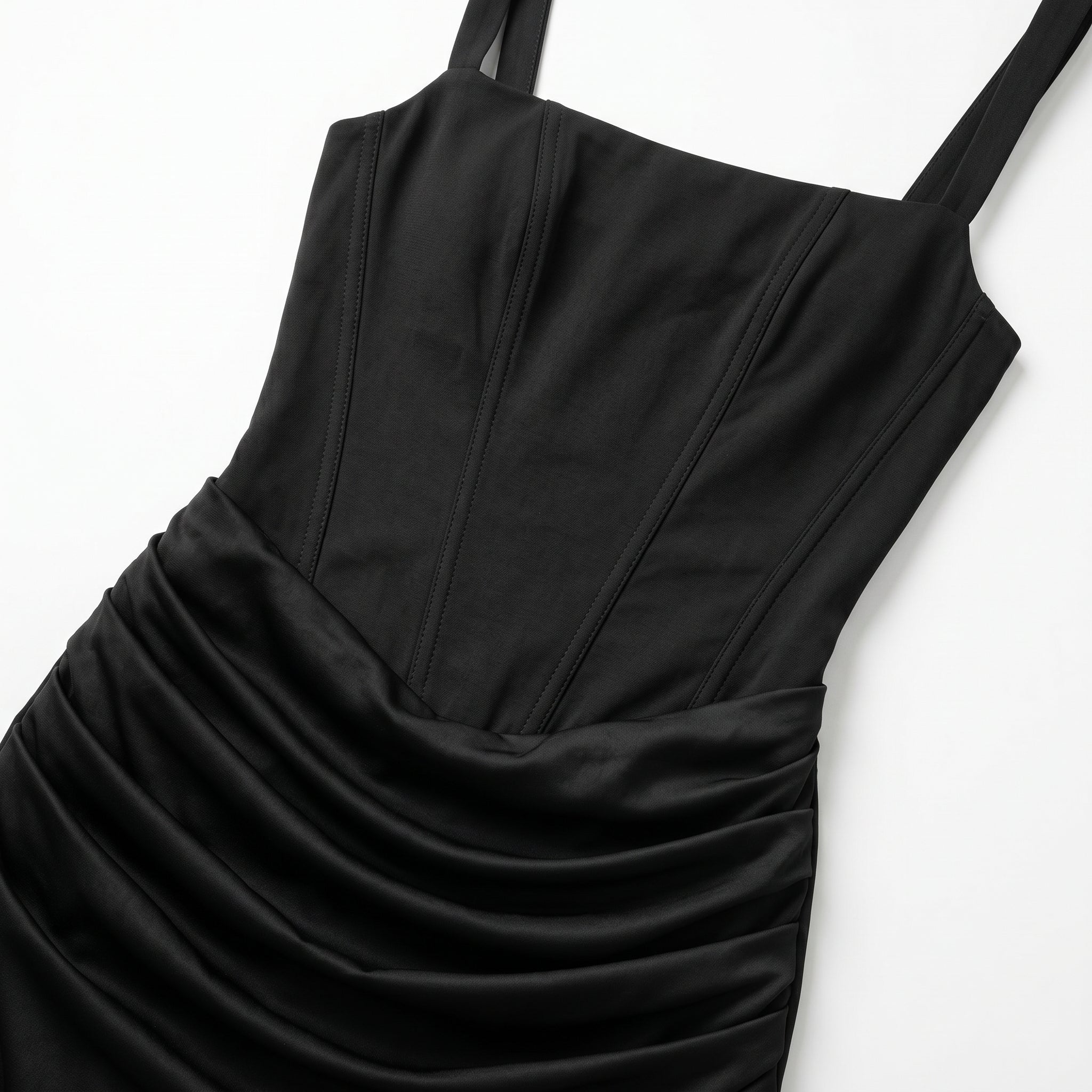 Harriet - Women's Party Ruched Mini Dress - Mini Dress - Black - Parker&Brooks