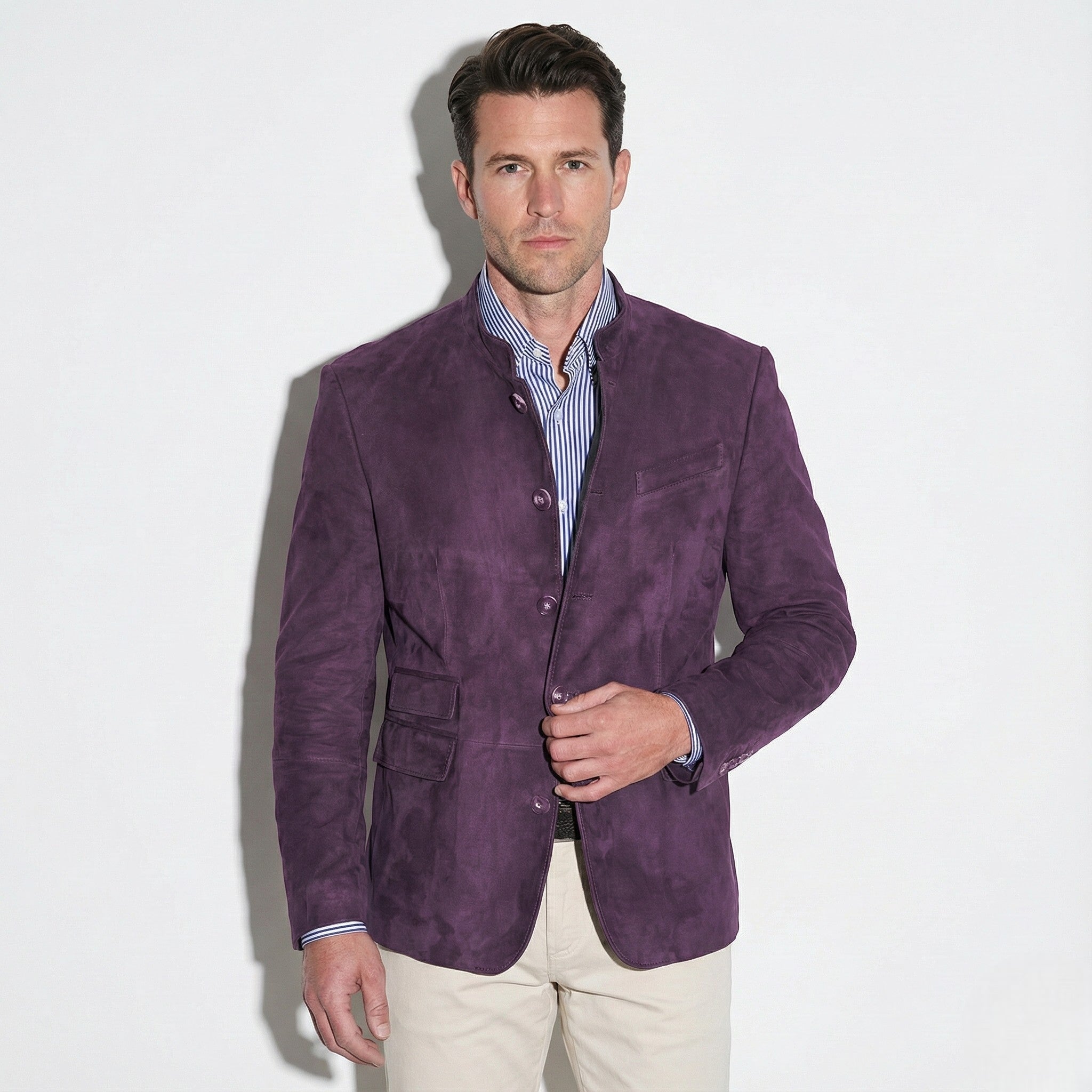 Henry - Men's Blazer with Mandarin Collar