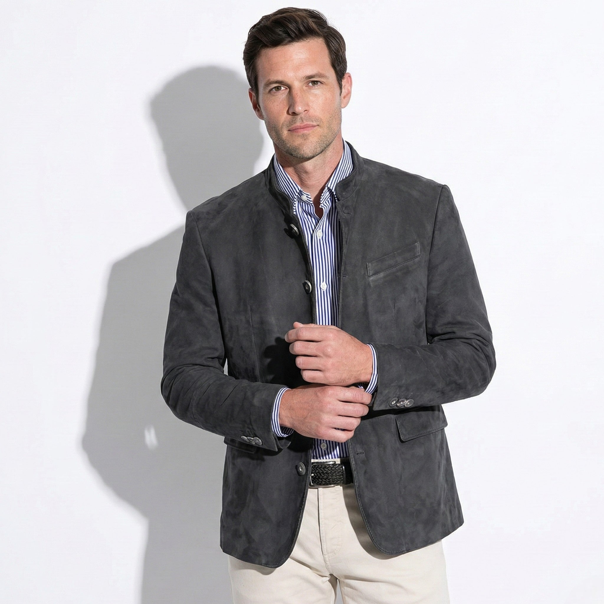 Henry - Men's Blazer with Mandarin Collar