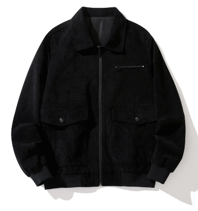 Men's Full-zipped Corduroy Jacket with Front Pockets
