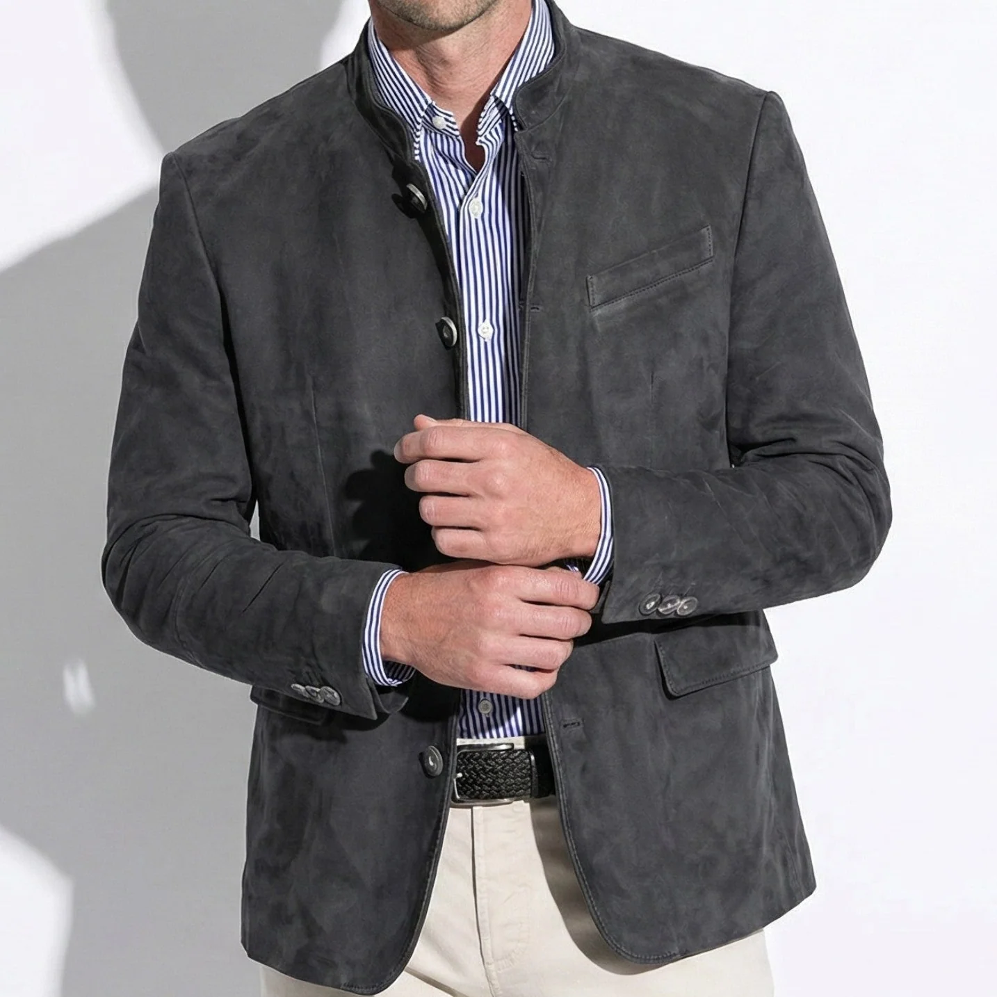 Henry - Men's Blazer with Mandarin Collar