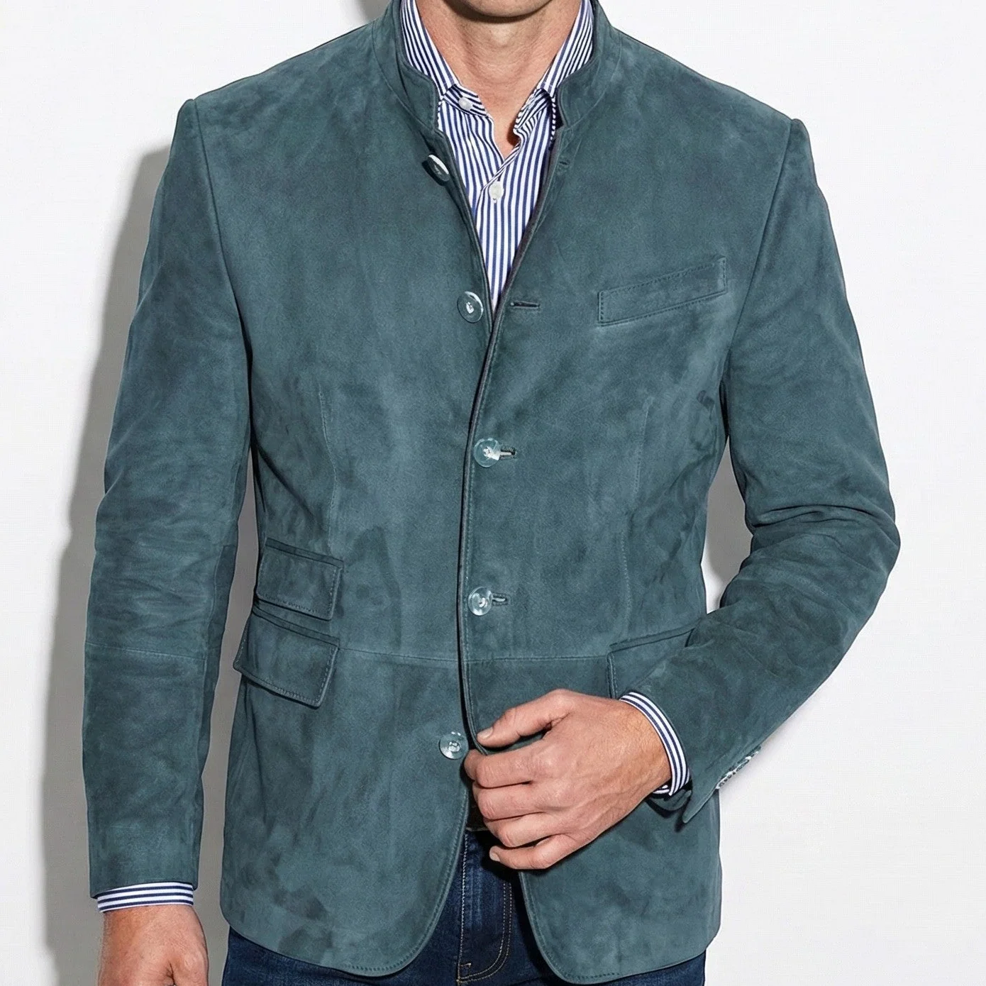 Henry - Men's Blazer with Mandarin Collar