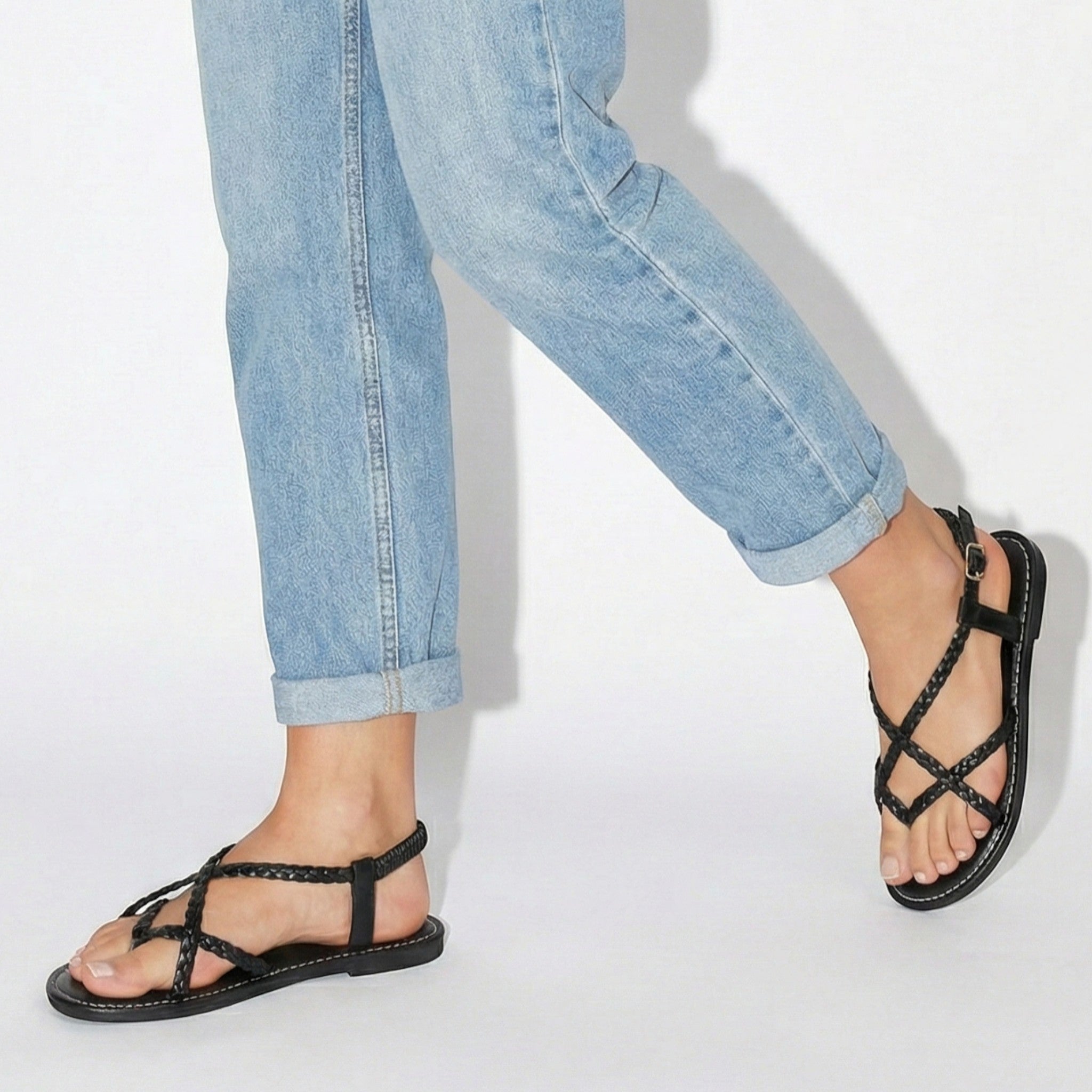 Imogen - Women's Strap Summer Sandals - Sandals - Black - Parker&Brooks
