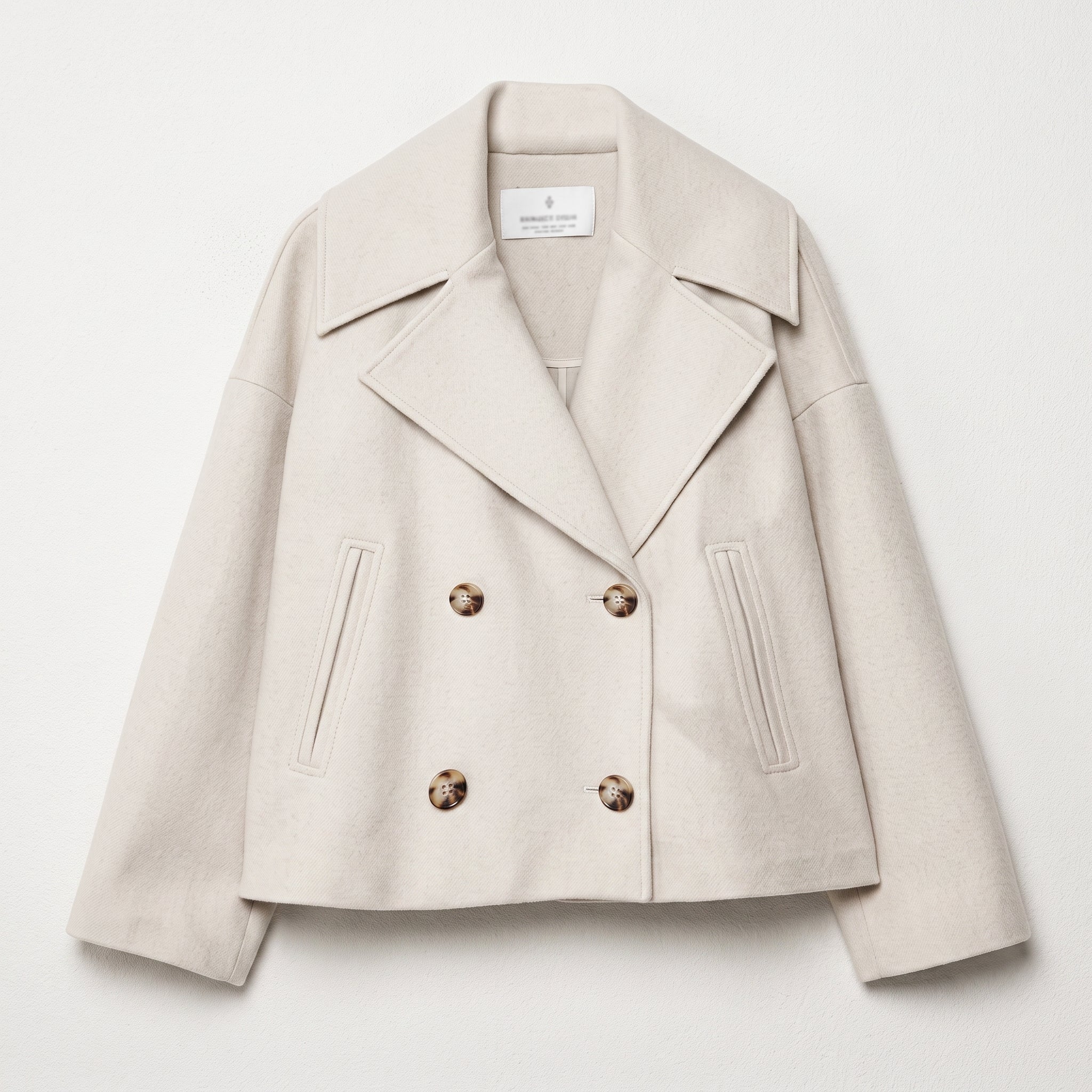 Isabell - Women's Cropped Double-Breasted Transitional Jacket - Jackets - Beige - Parker&Brooks
