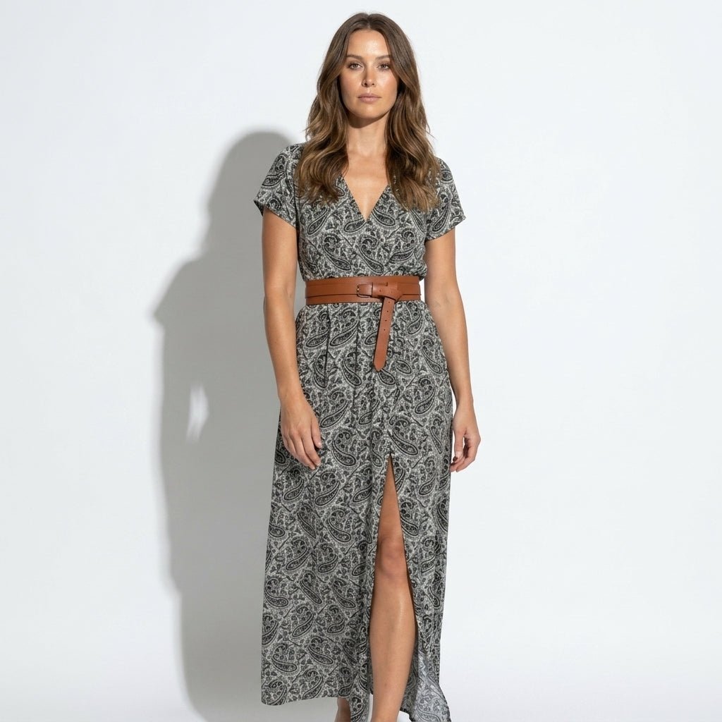 Isabella - Women's Bohemian Floral Maxi Dress - Dresses - Gray - Parker&Brooks