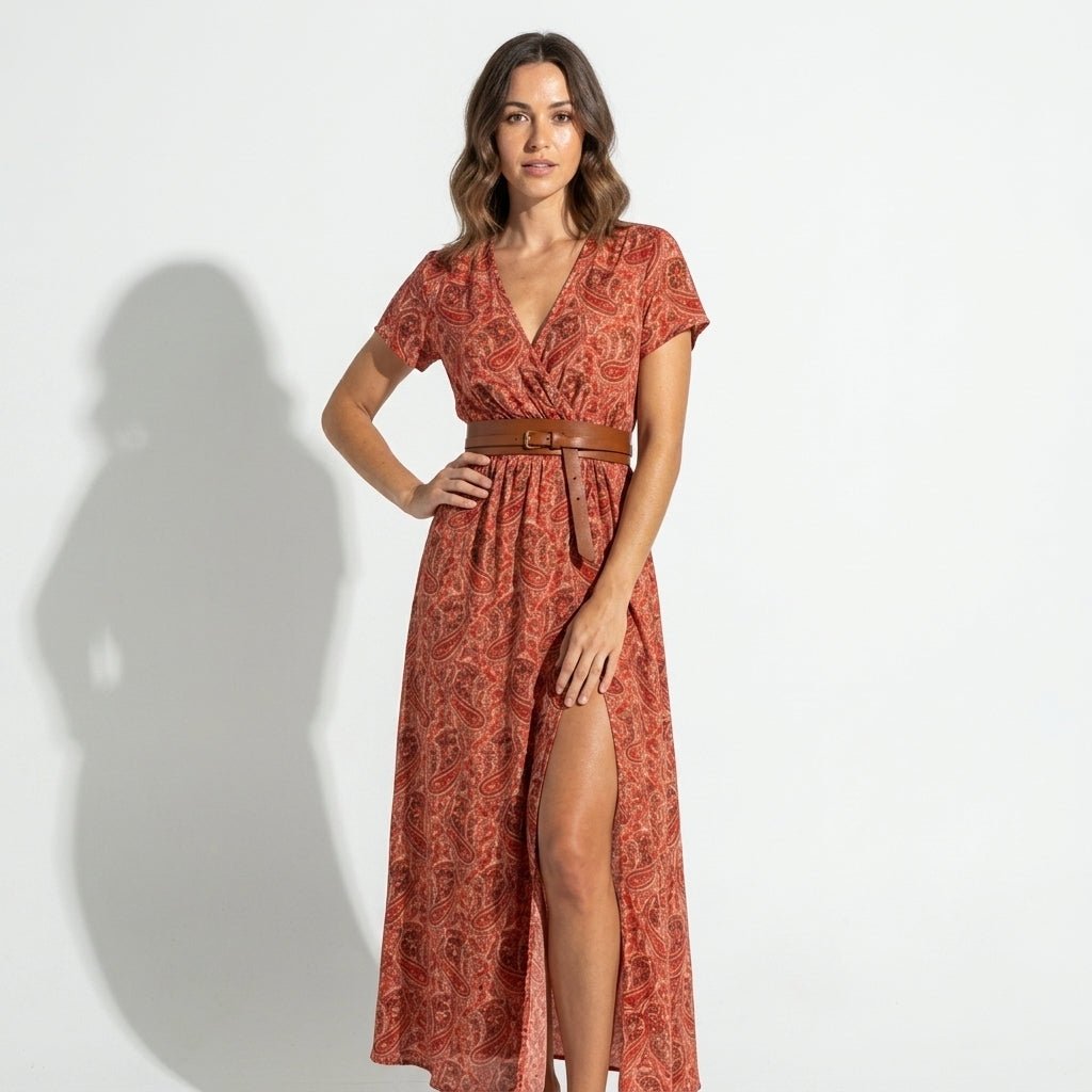 Isabella - Women's Bohemian Floral Maxi Dress - Dresses - Wine Red - Parker&Brooks