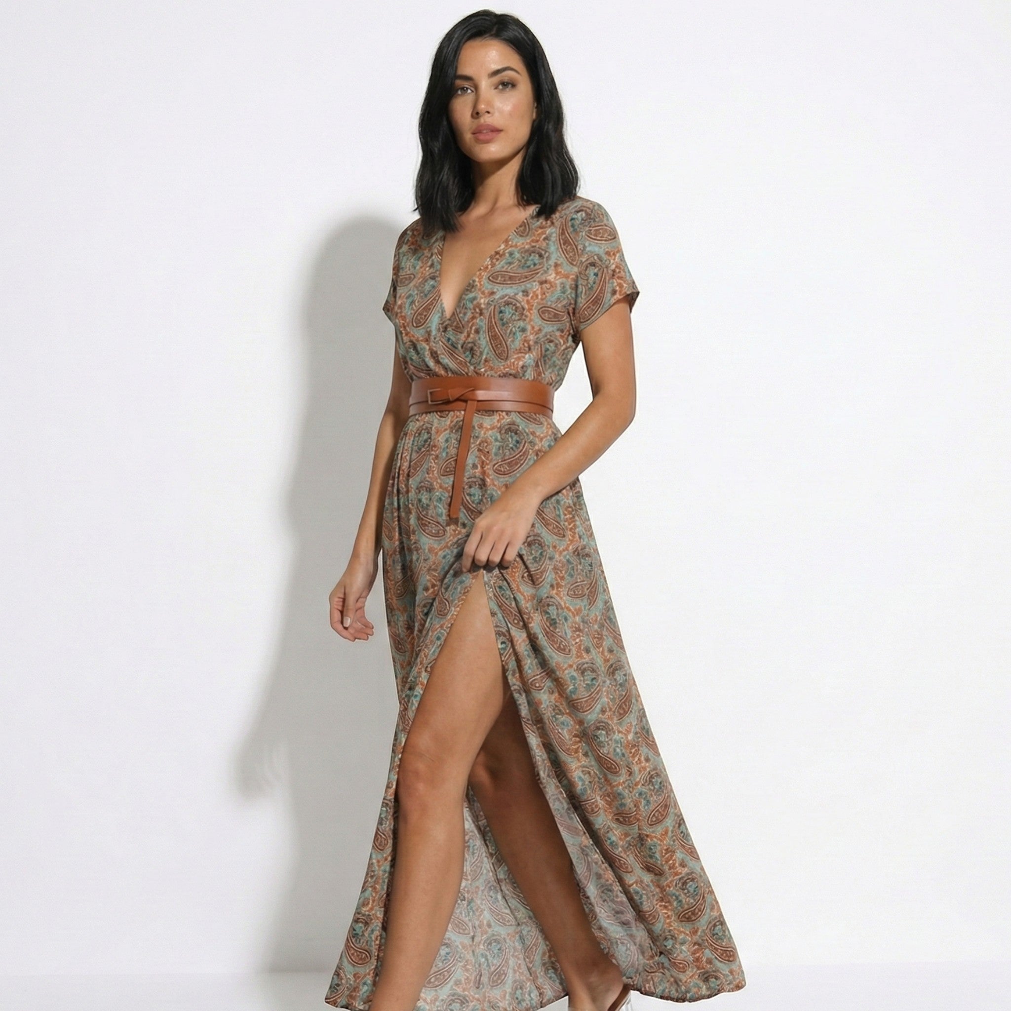 Isabella - Women's Bohemian Floral Maxi Dress - Dresses - Brown - Parker&Brooks