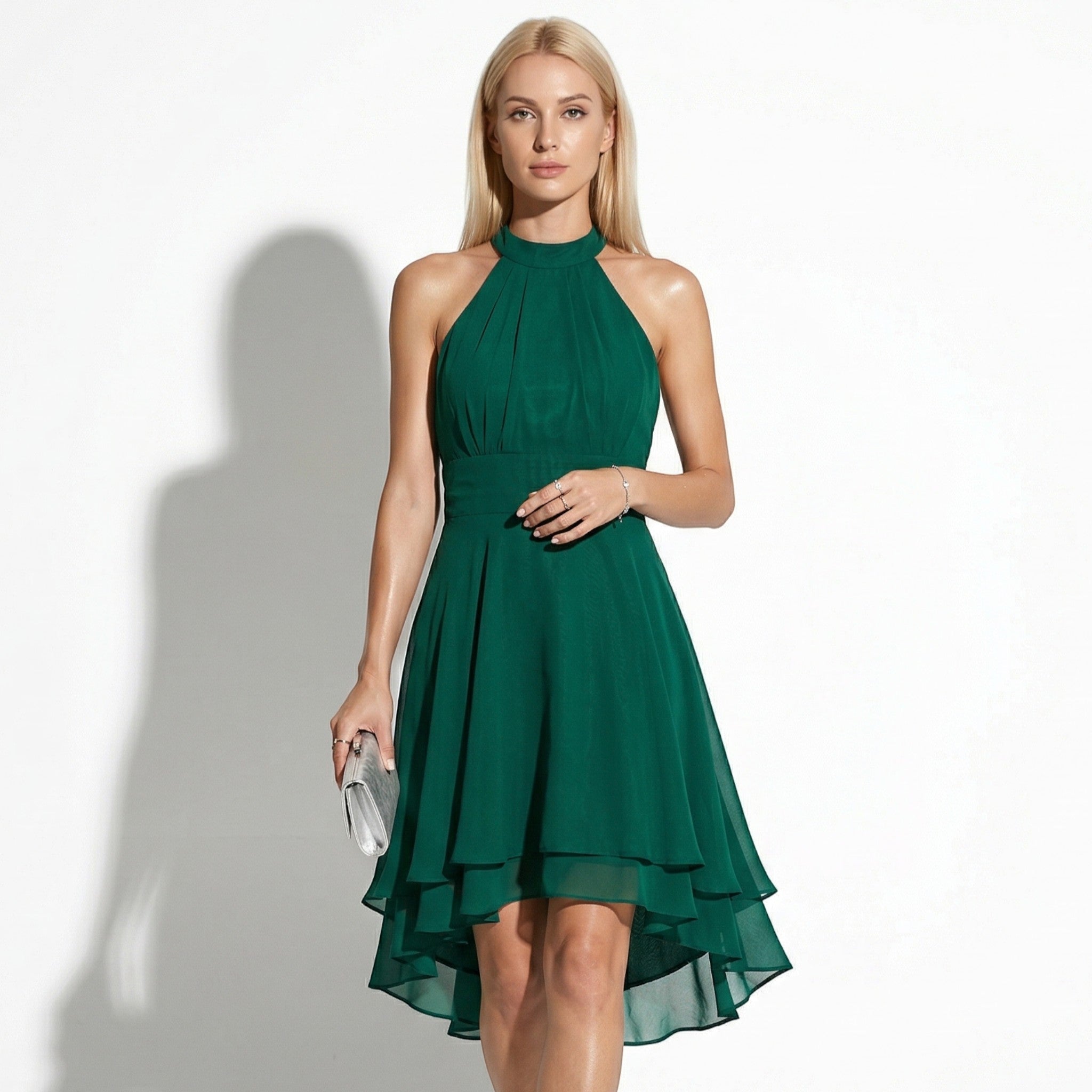 Isabella - Women's Evening Tiered Mini Dress - Dress - Green - Parker&Brooks