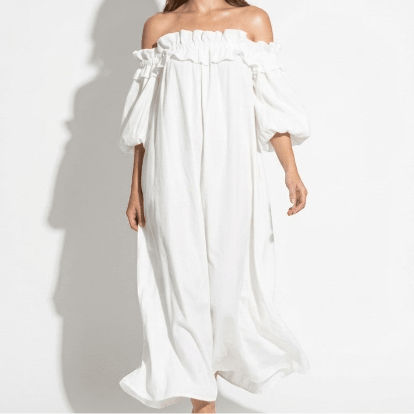 Isla - Women's Summer Puff Sleeve Maxi Dress - Dress - White - Parker&Brooks