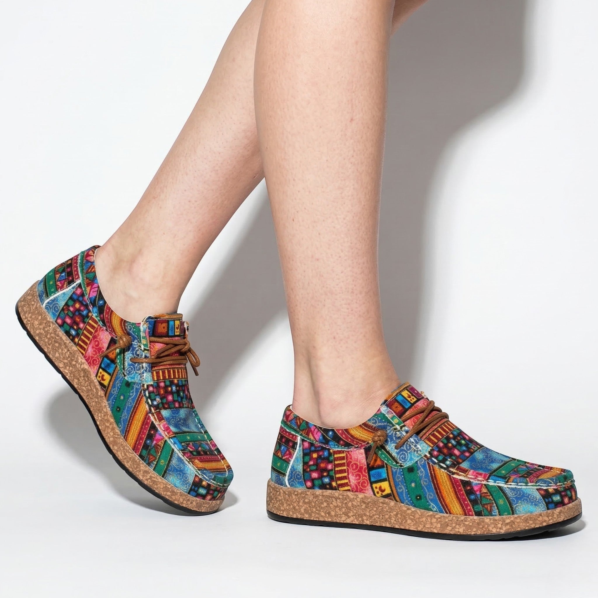 Isla - Women's Printed Moccasins - Shoes - Blue - Parker&Brooks