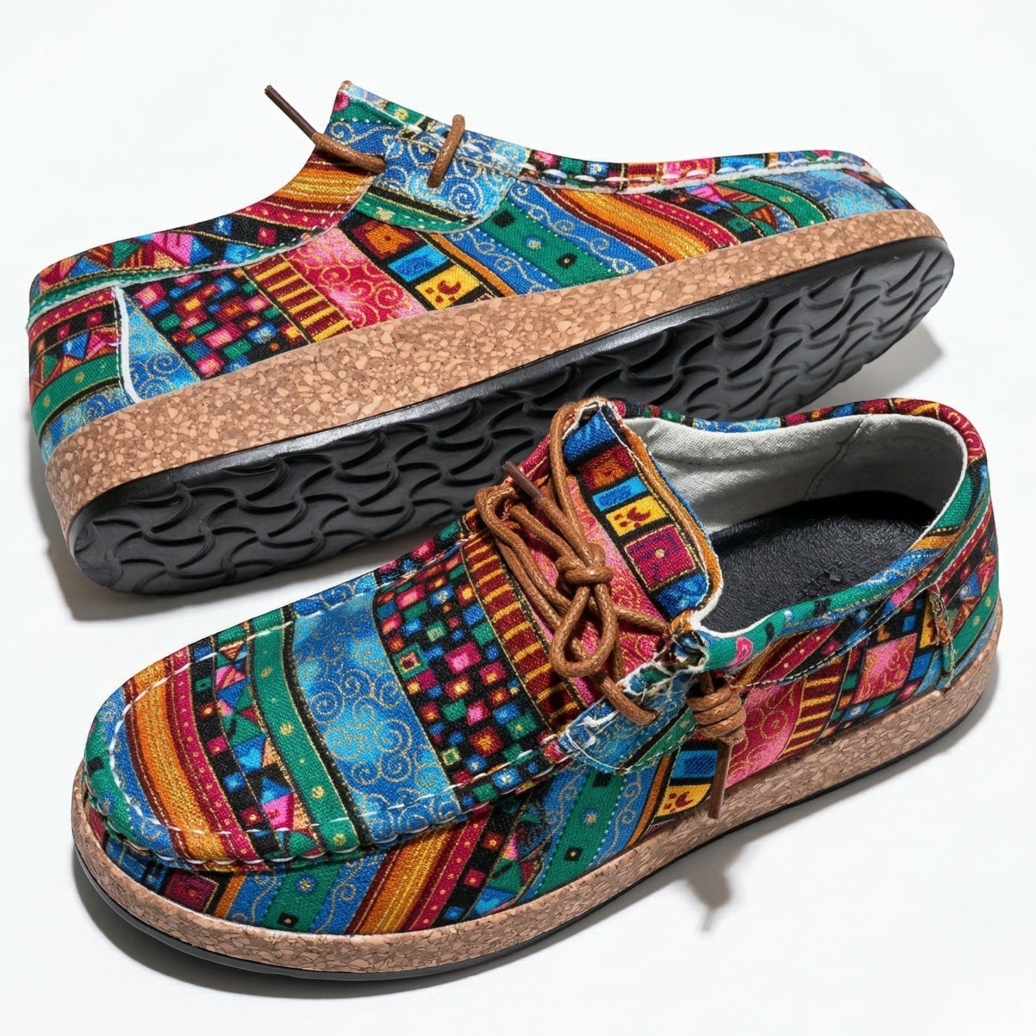 Isla - Women's Printed Moccasins - Shoes - Blue - Parker&Brooks