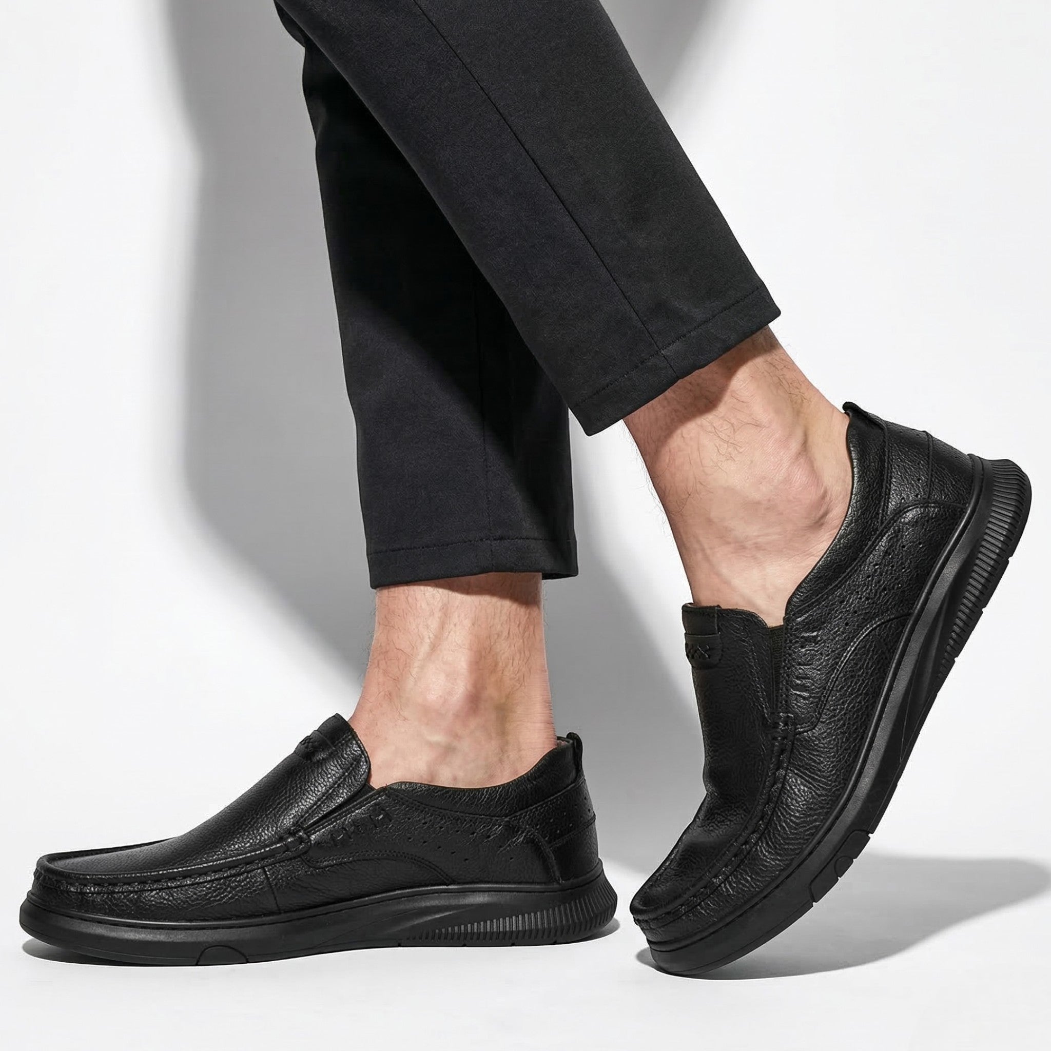 Jack - Men's Casual Slip - On Loafers - Loafers - Black - Parker&Brooks
