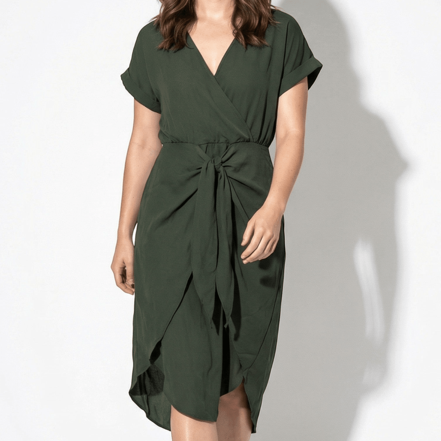 Jacky - Women's Casual Wrap Midi Dress - Midi Dresses - Green - Parker&Brooks