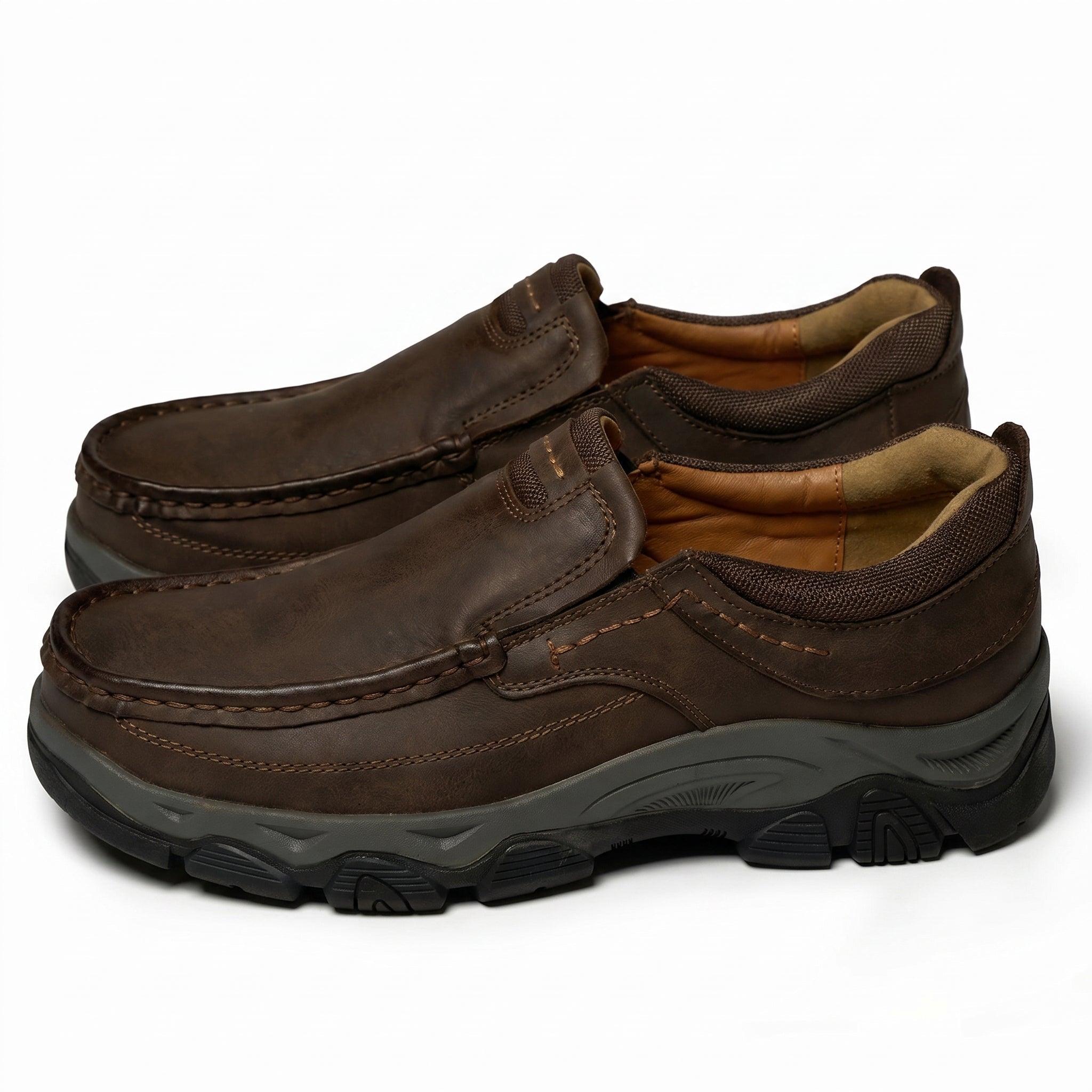 Jacob - Men's Rugged Slip - On Loafers - Loafers - Dark Brown - Parker&Brooks