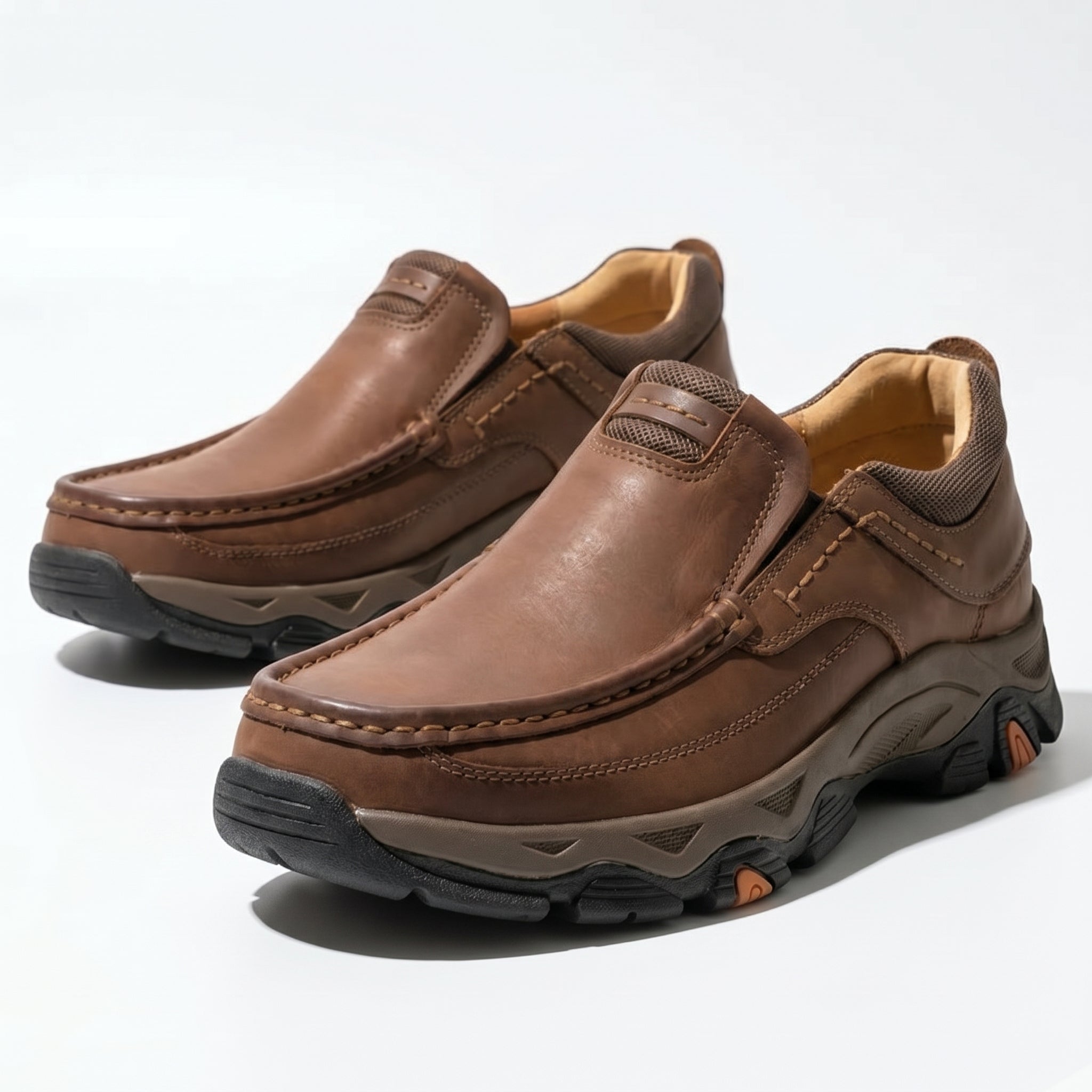 Jacob - Men's Rugged Slip - On Loafers - Loafers - Brown - Parker&Brooks