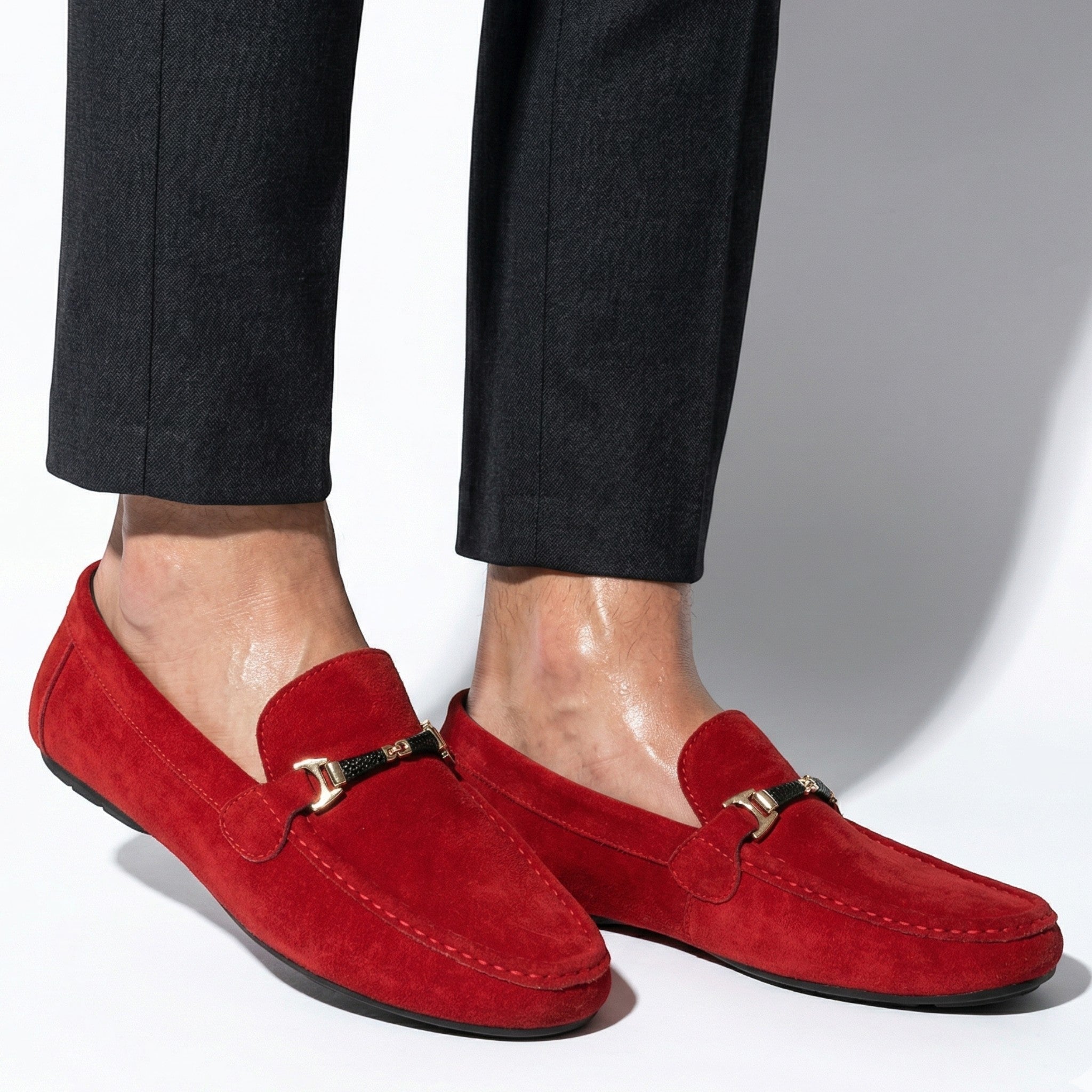 James - Men's Breathable Formal Loafers - Loafers - Red - Parker&Brooks