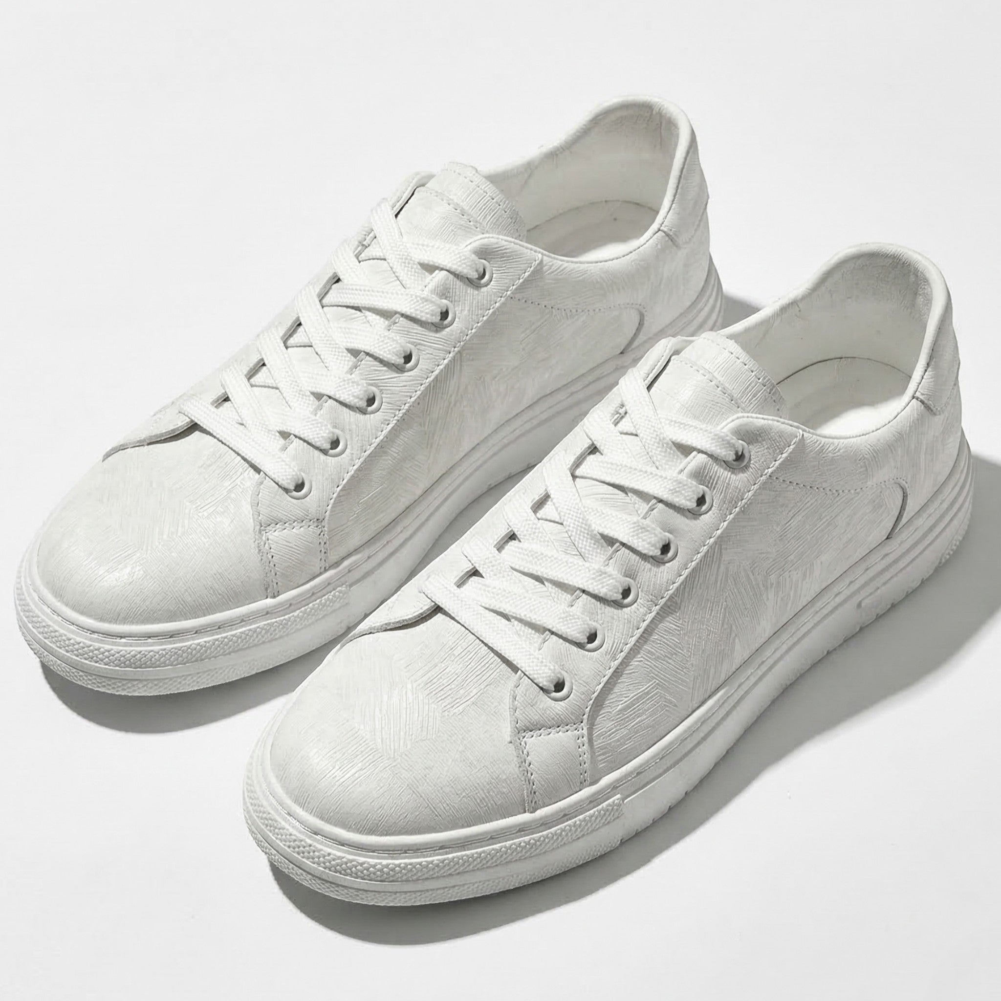 James - Men's Low Top Casual Sneakers - Shoes - White - Parker&Brooks