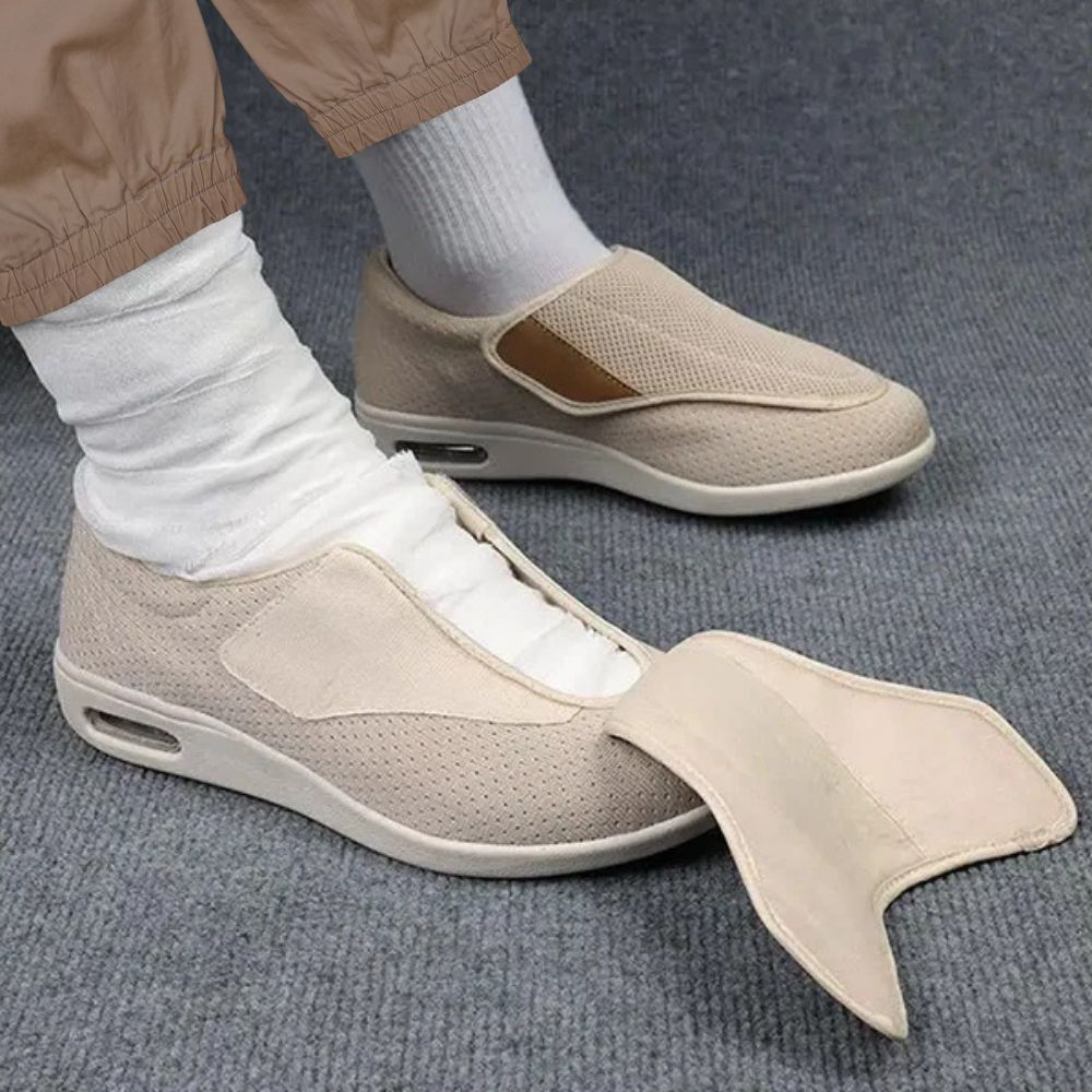 James - Men's Orthopedic Velcro Sneakers - Trainers - Beige - Parker&Brooks