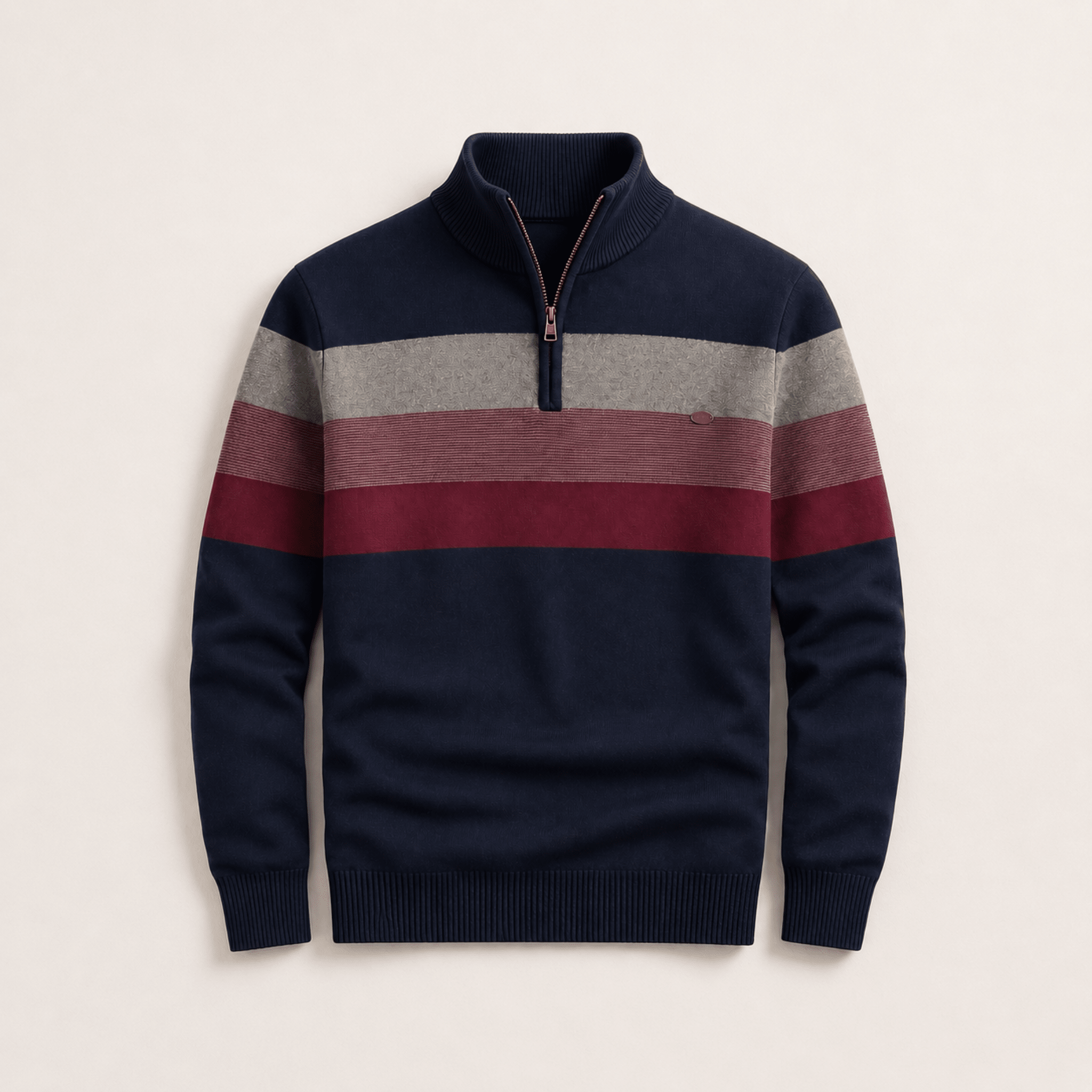 James - Men's Quarter-Zip Colorblock Sweater - Sweaters - Navy - Parker&Brooks