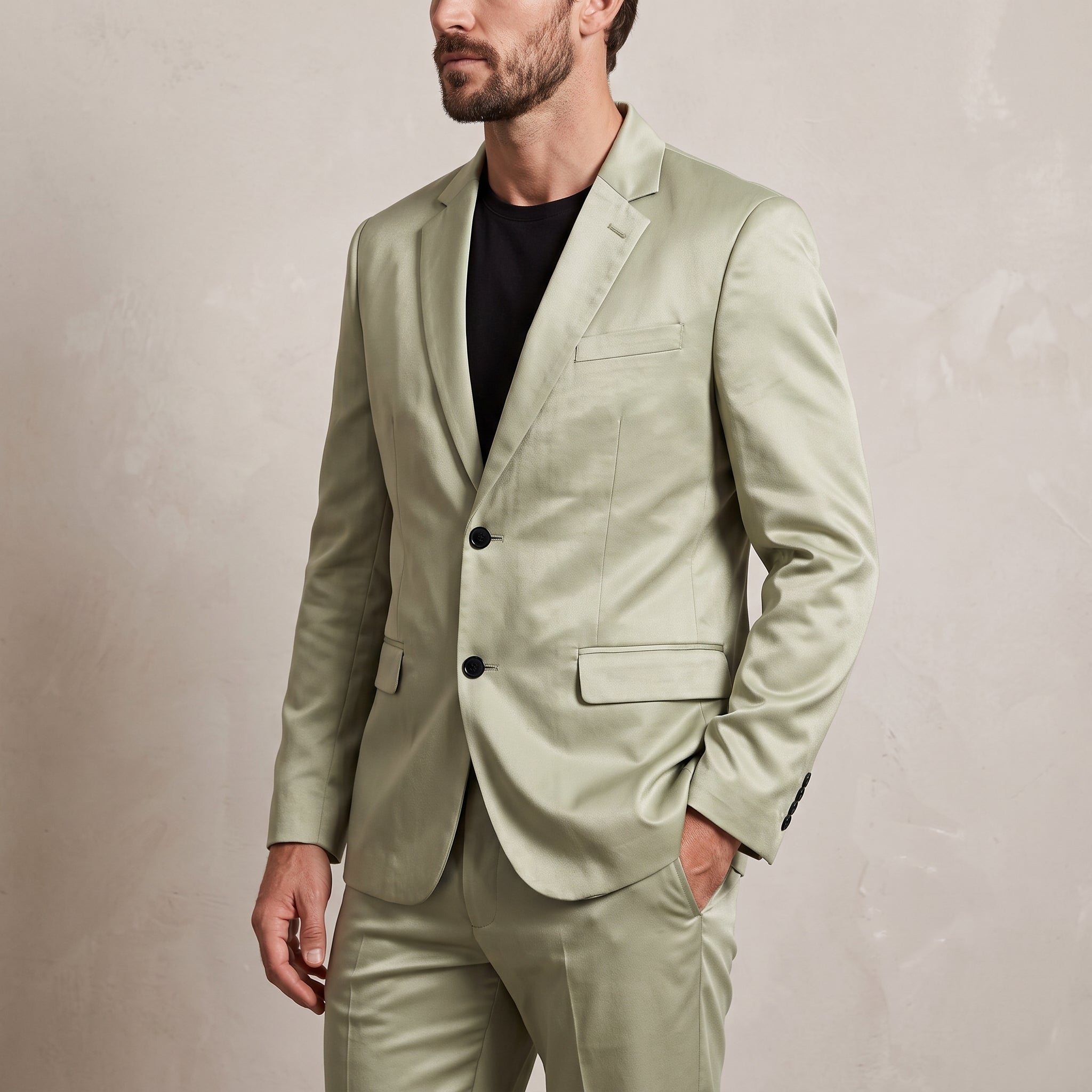 James - Men's Relaxed Fit Notch Lapel Two-Piece Wedding Guest Suit - Tuxedos - Green - Parker&Brooks