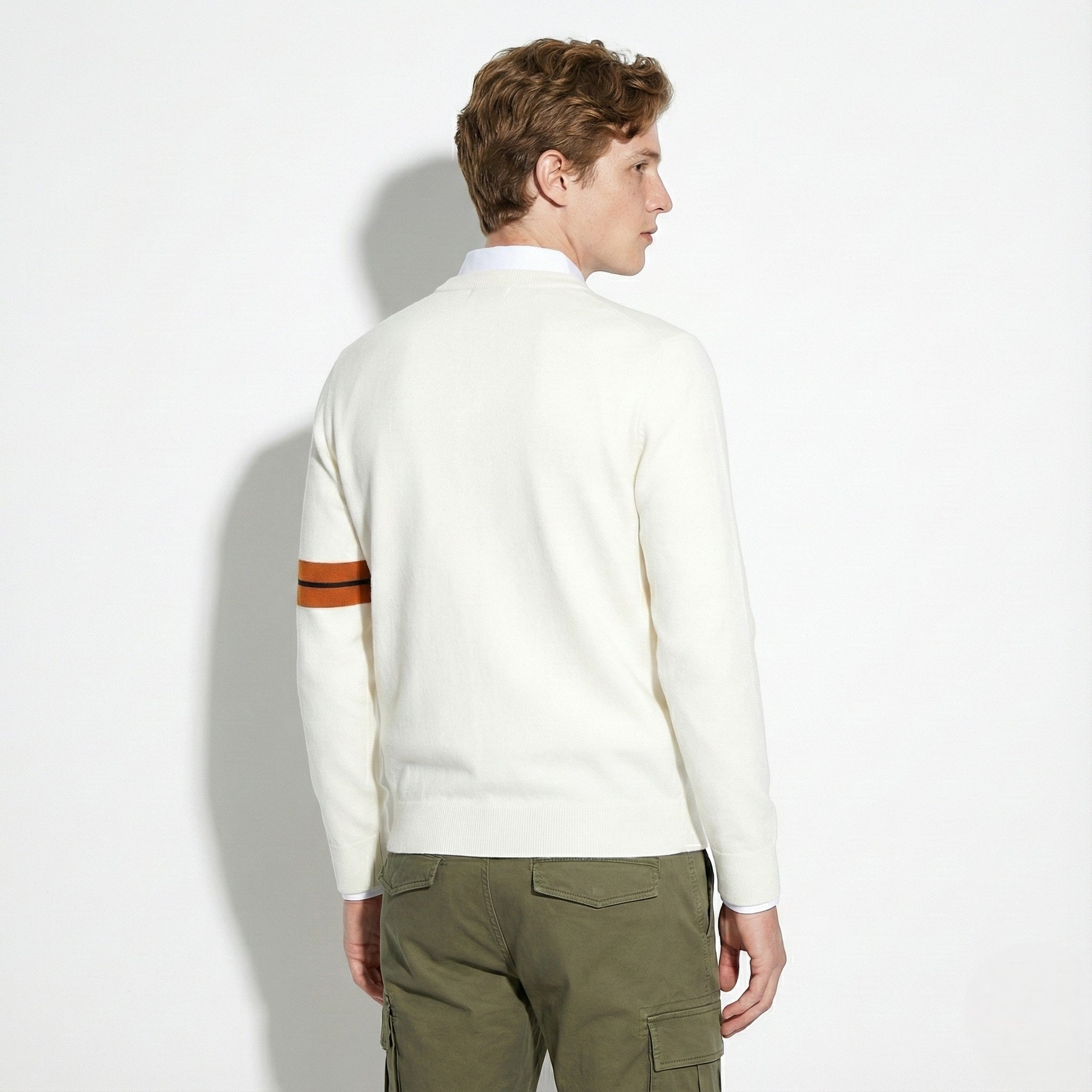 Men's Classic Crewneck Sweater with Arm Stripe Detail