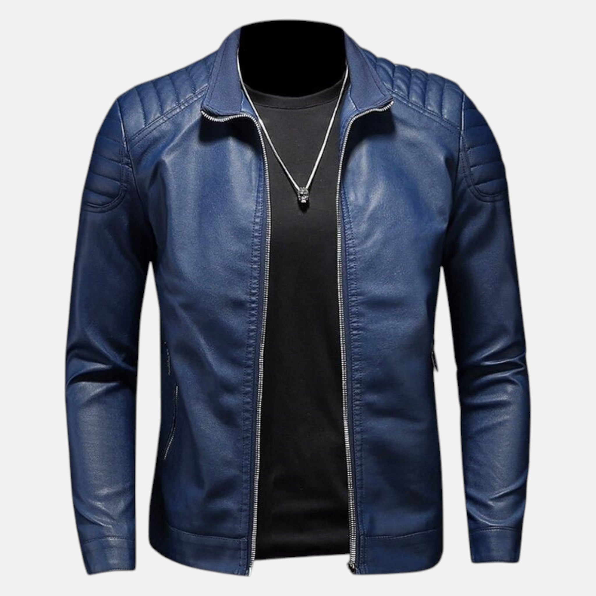 Men's Full-zipped Jacket with Quilted Shoulder