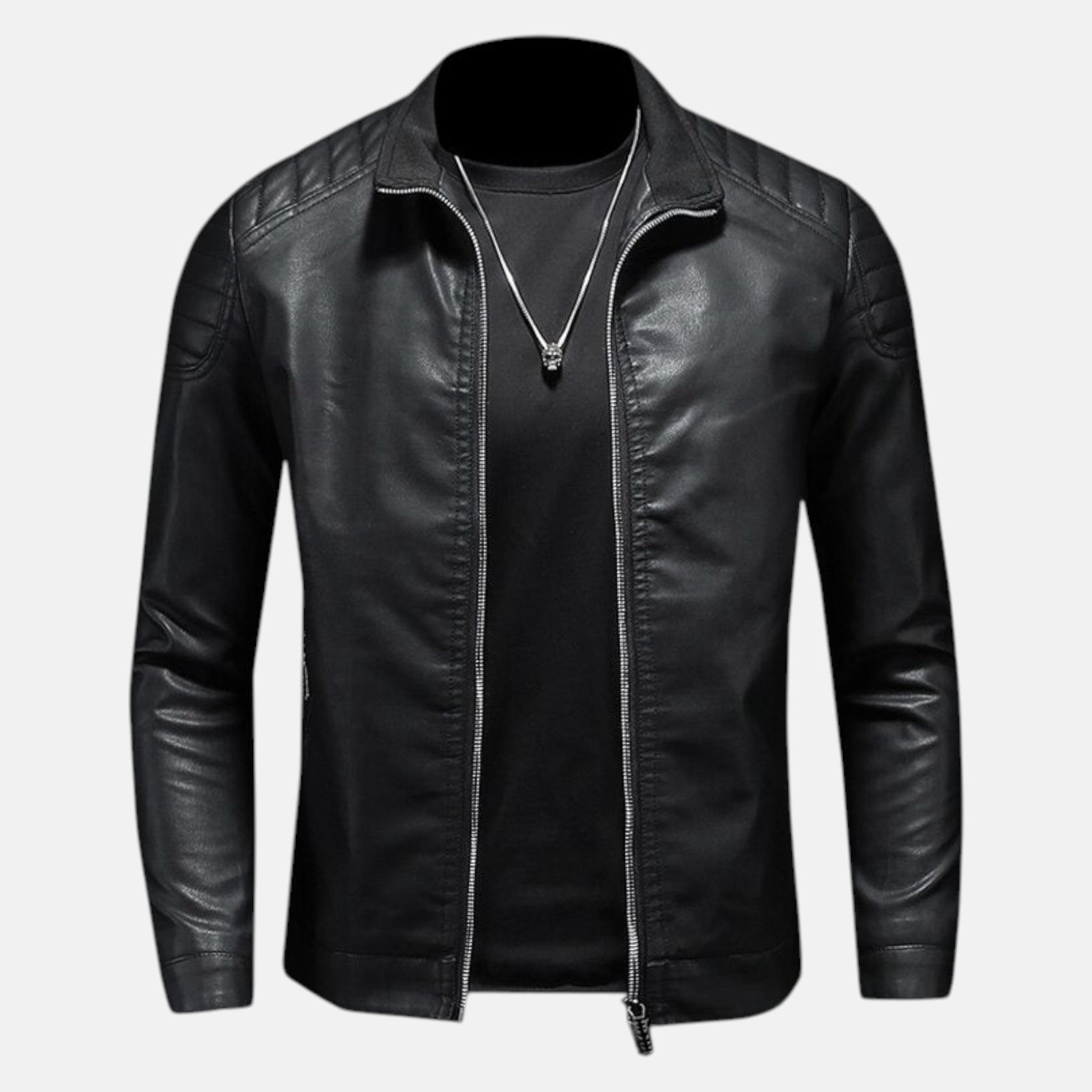 Men's Full-zipped Jacket with Quilted Shoulder