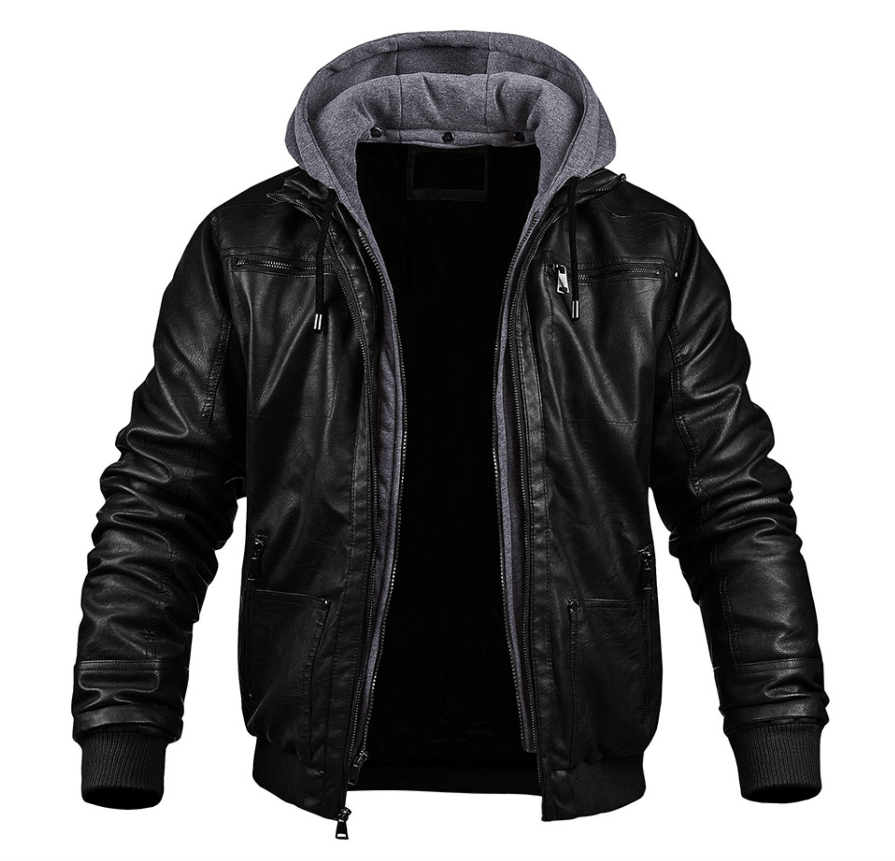 Jonas - Leather Winter Jacket with Hood