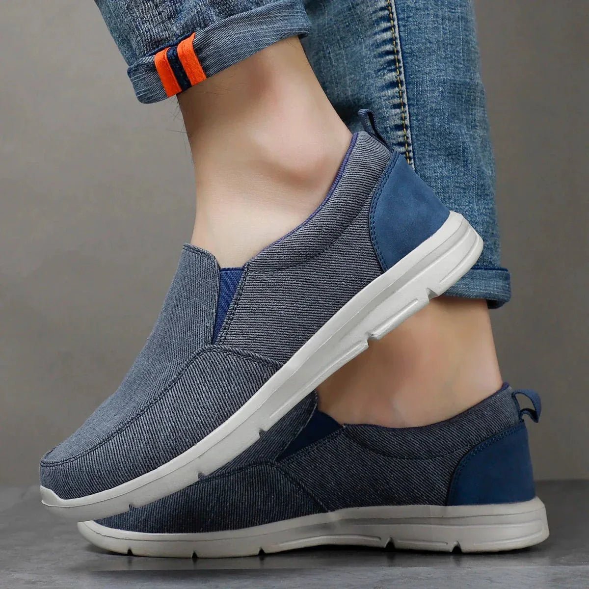 Jonas - Men's Orthopedic Slip - On Sneakers with Cushioned Sole - Trainers - Blue - Parker&Brooks
