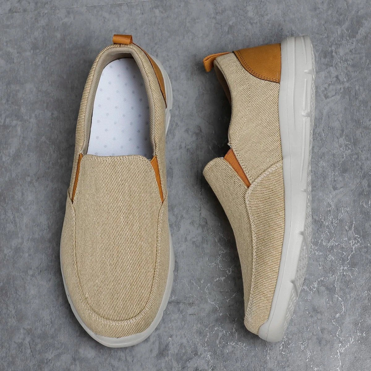 Jonas - Men's Orthopedic Slip - On Sneakers with Cushioned Sole - Trainers - Khaki - Parker&Brooks