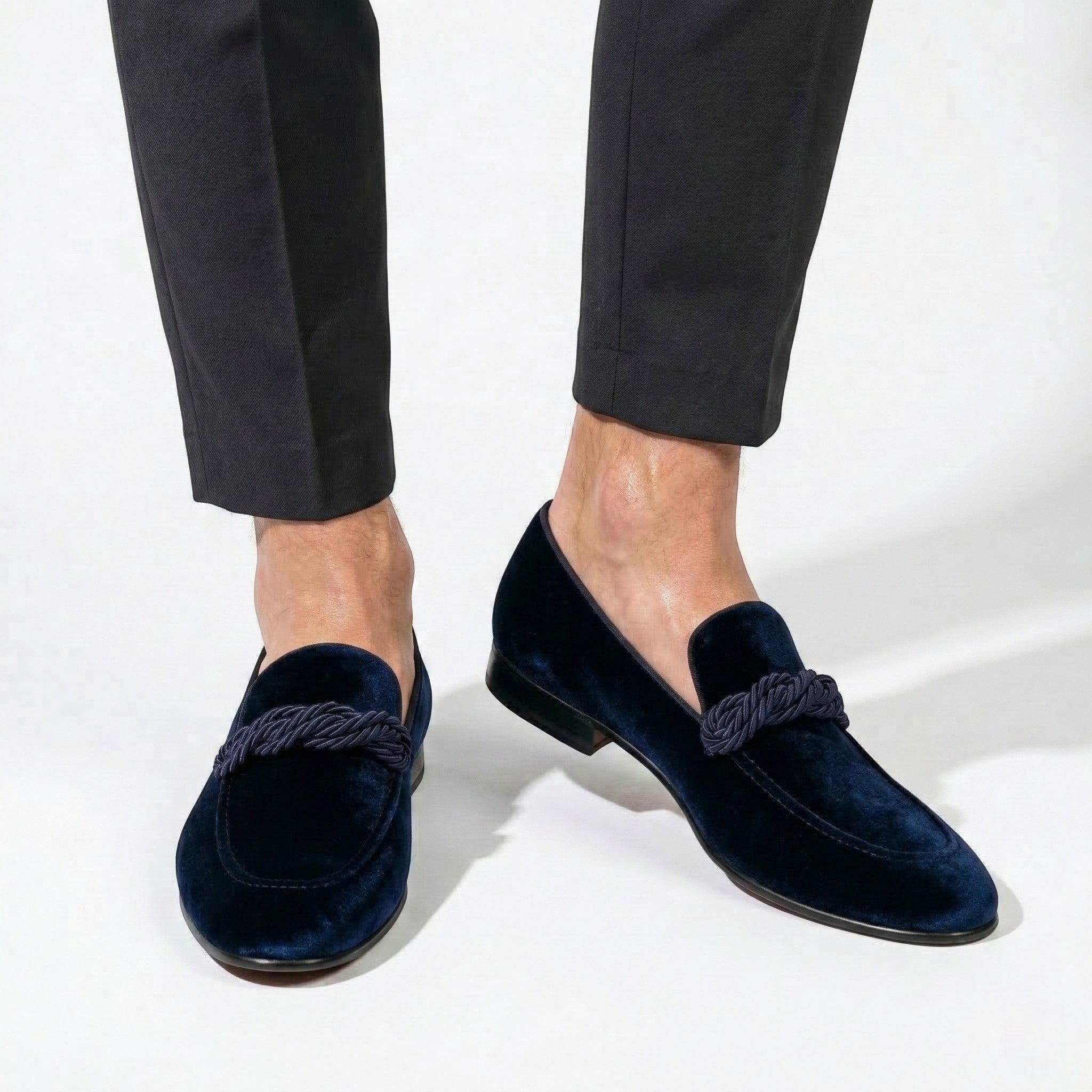 Julian - Men's Soft - Textured Loafers - Shoes - Blue - Parker&Brooks